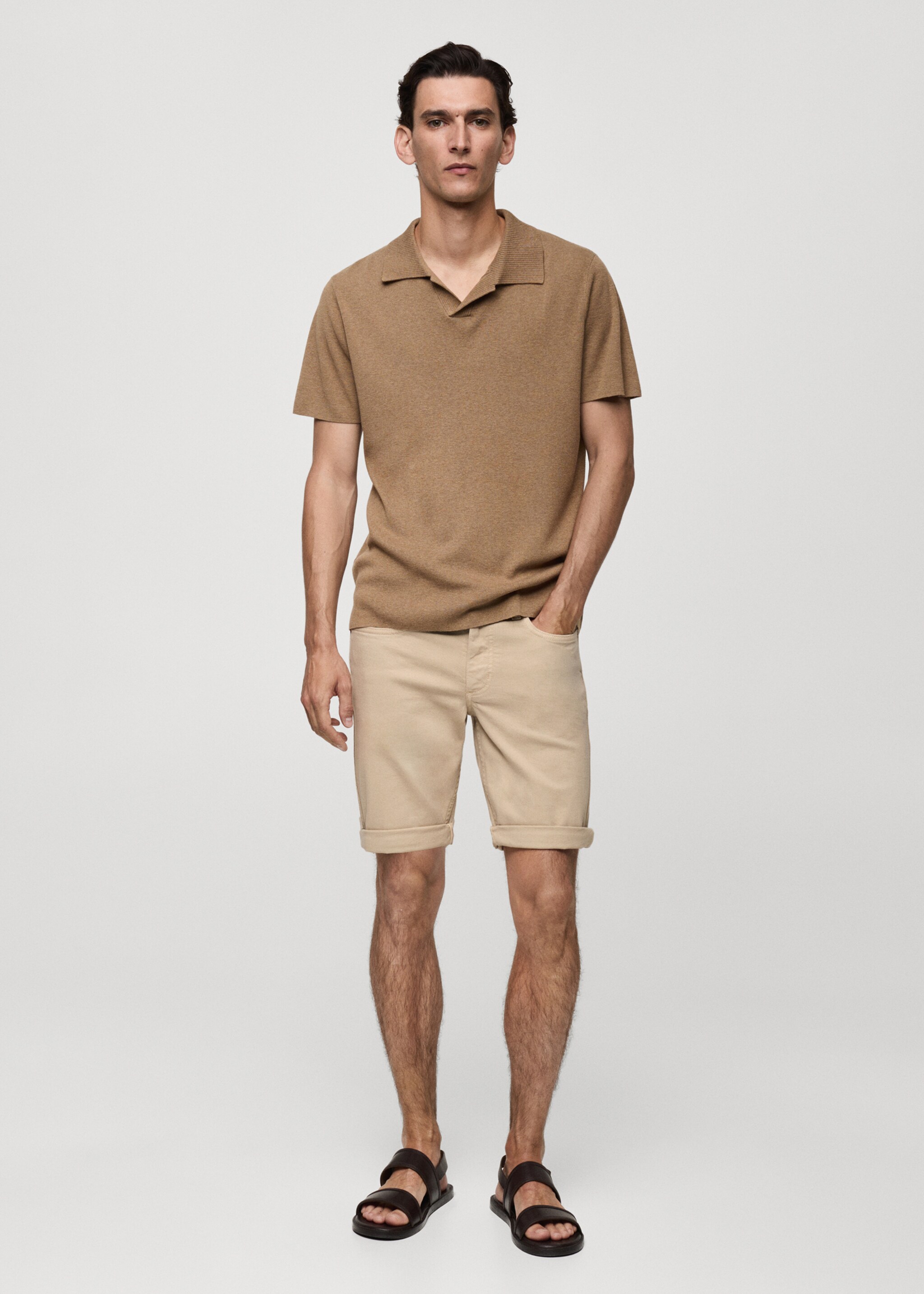 Slim-fit denim bermuda shorts - General plane