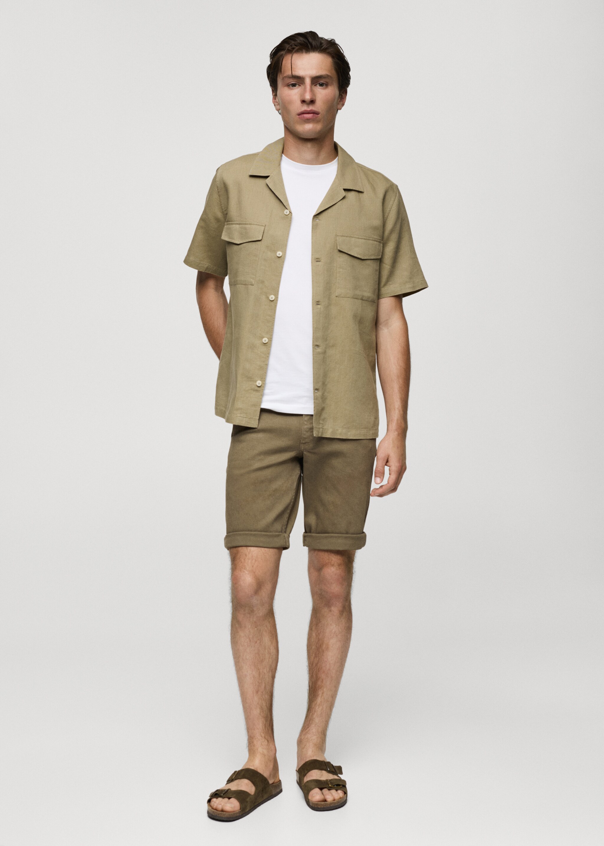 Slim-fit denim bermuda shorts - General plane