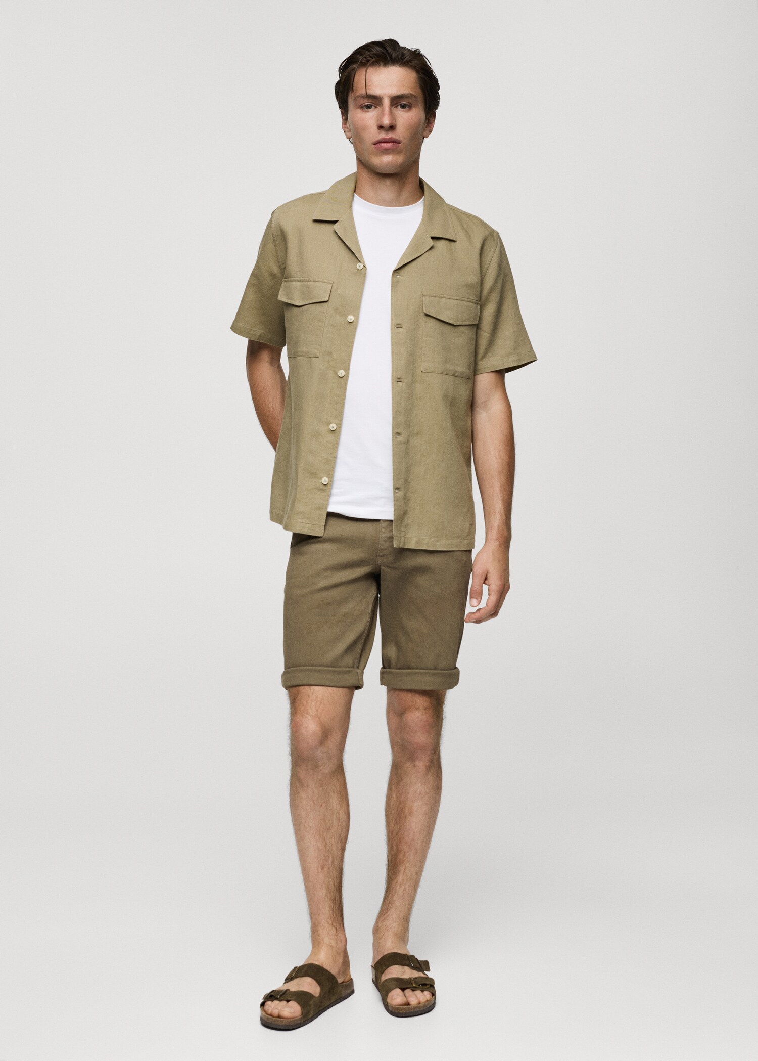 Slim-fit denim bermuda shorts - General plane