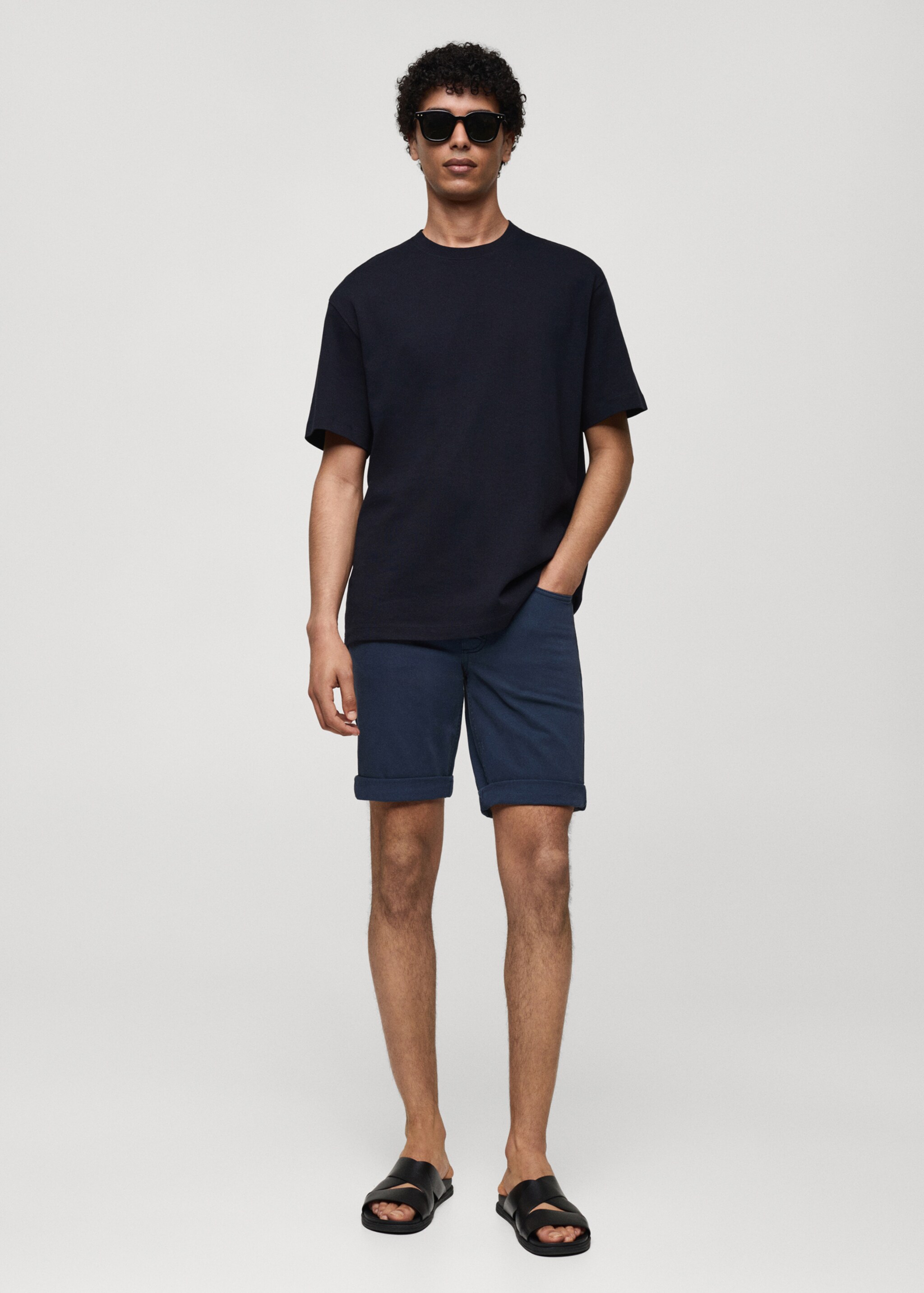 Slim-fit denim bermuda shorts - General plane