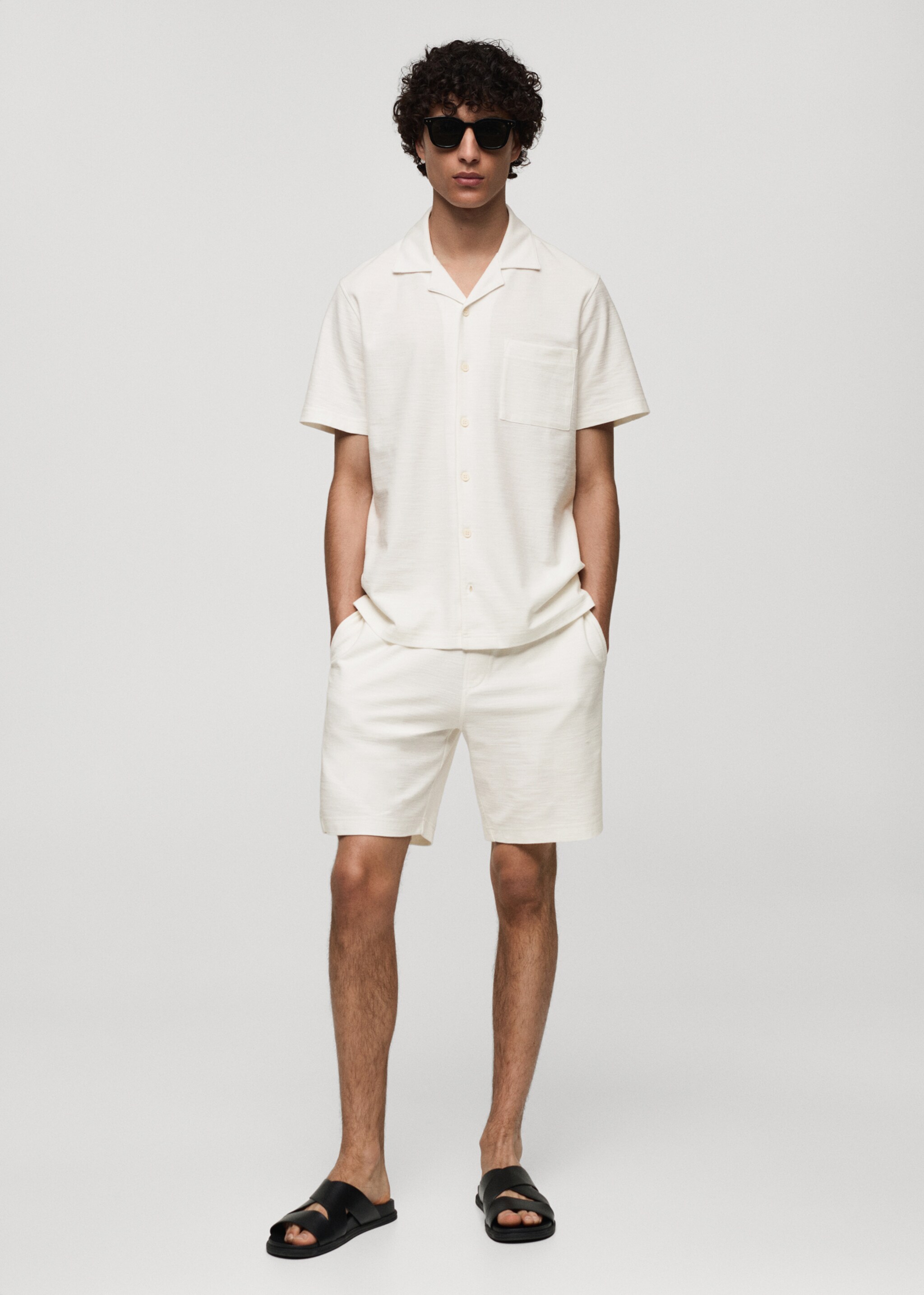 Baumwoll-Bermudashorts mit Kordelzug - Allgemeine Ansicht