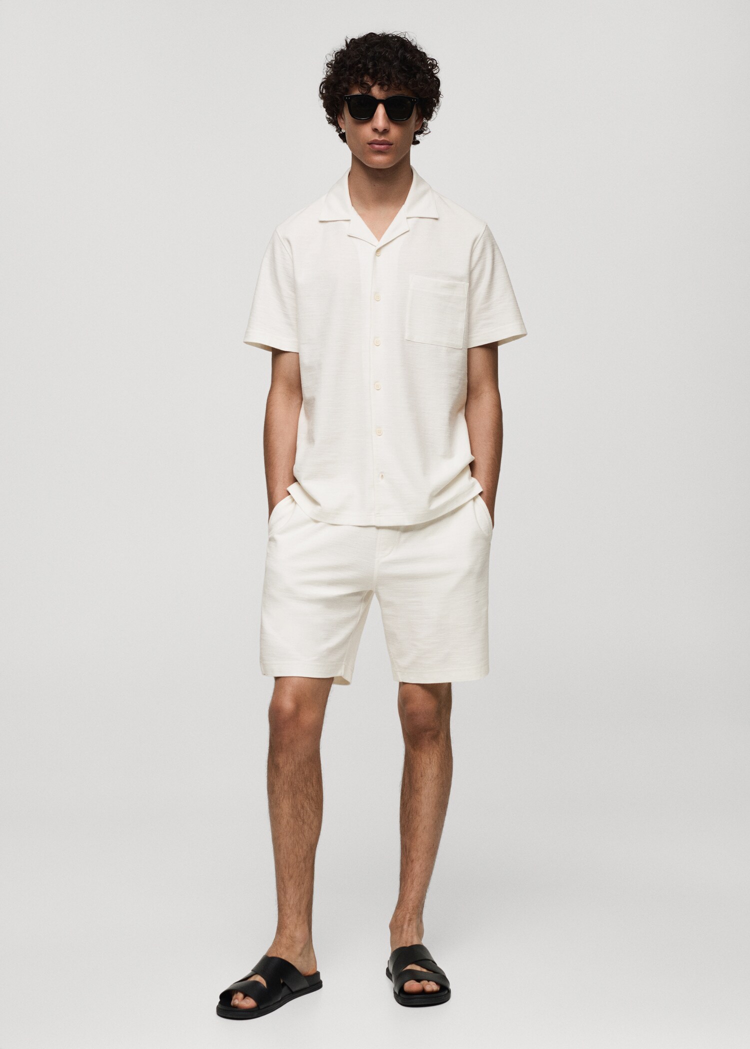 Baumwoll-Bermudashorts mit Kordelzug - Allgemeine Ansicht