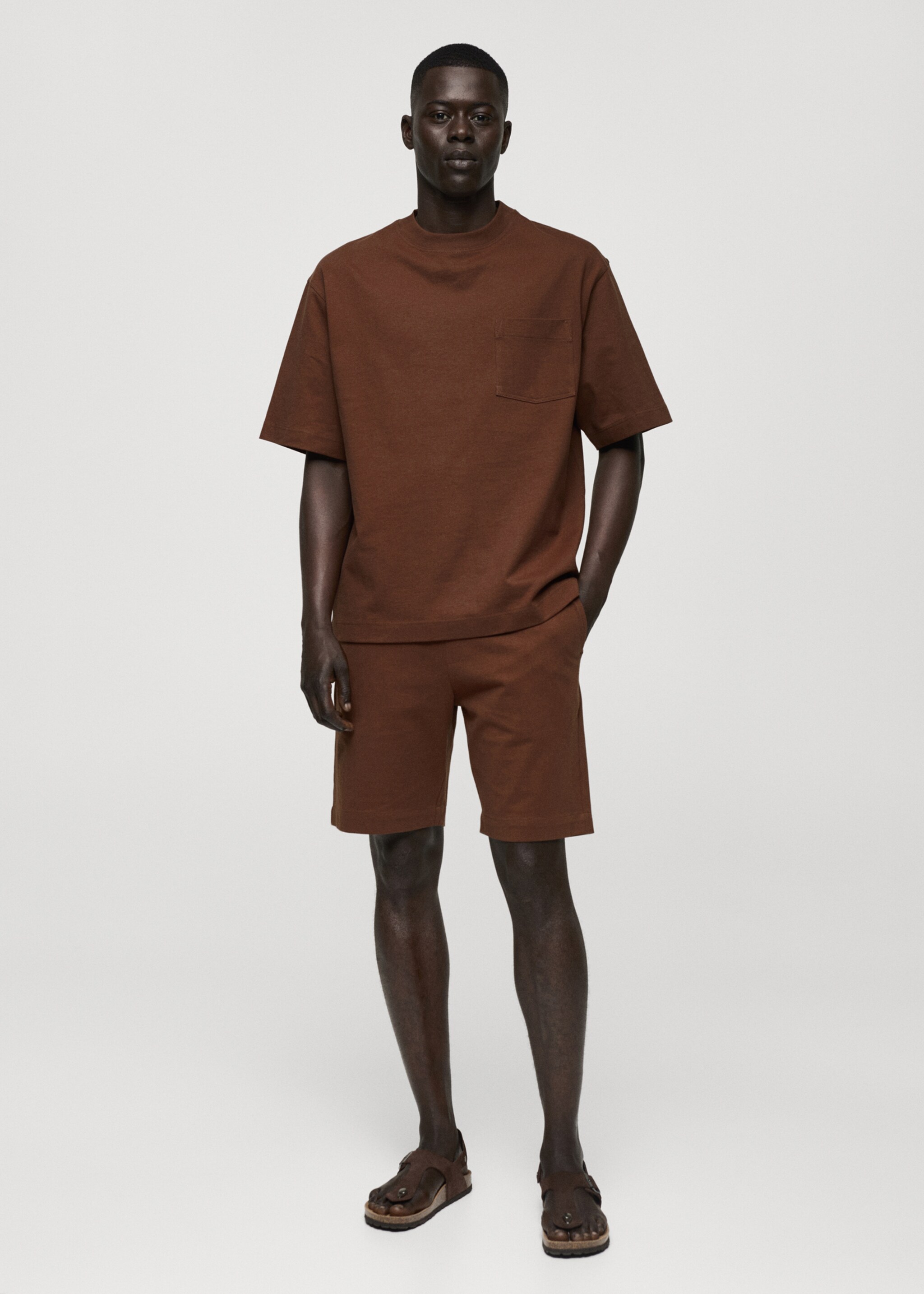 100% cotton bermuda shorts with drawstring - General plane