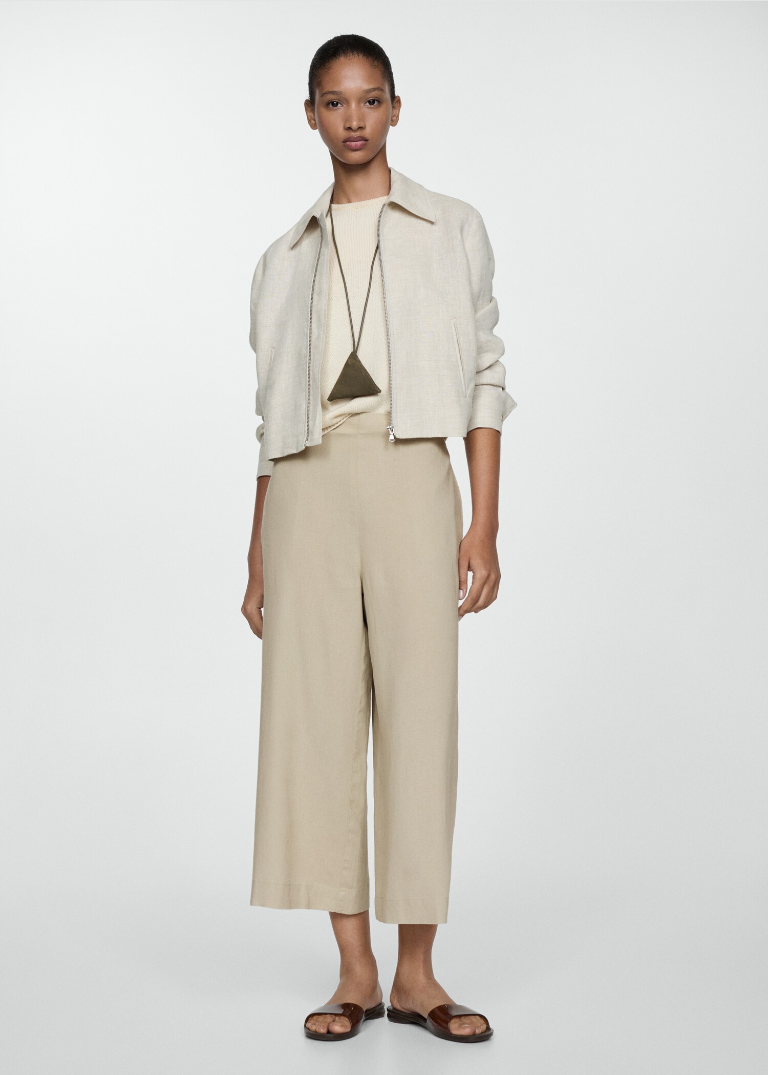 Wideleg linen trousers - General plane