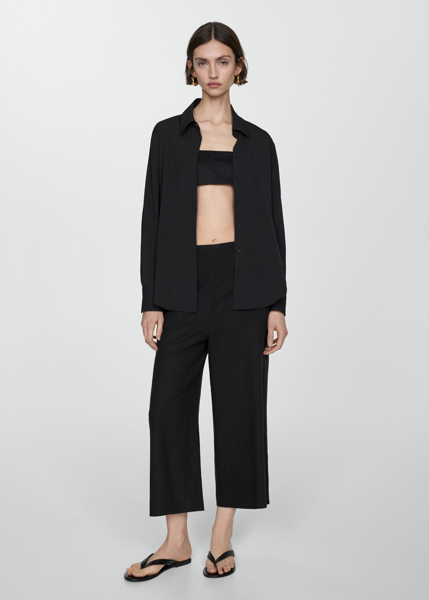 Wideleg linen trousers - General plane