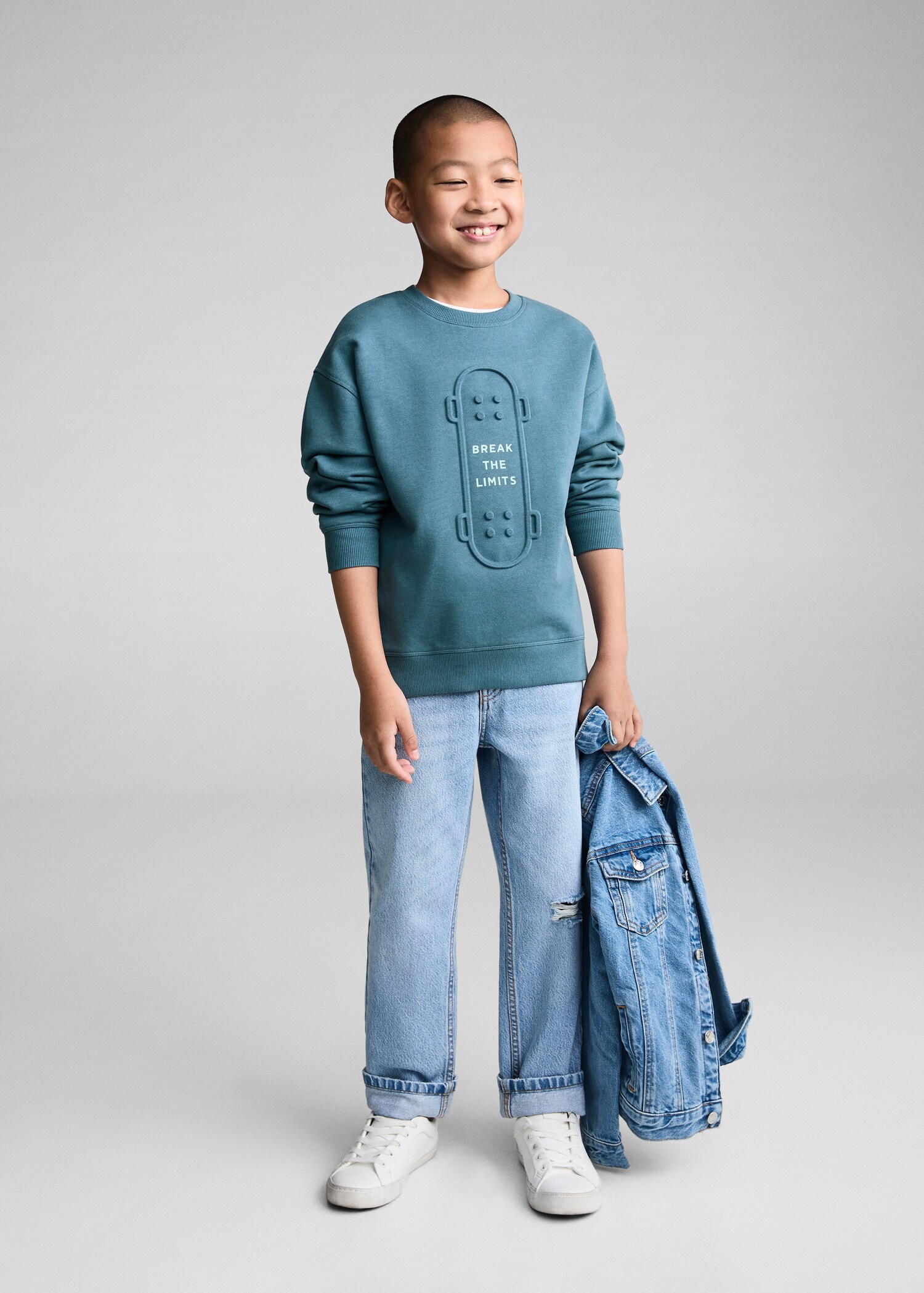 Sweatshirt mit Reliefdessin - Allgemeine Ansicht