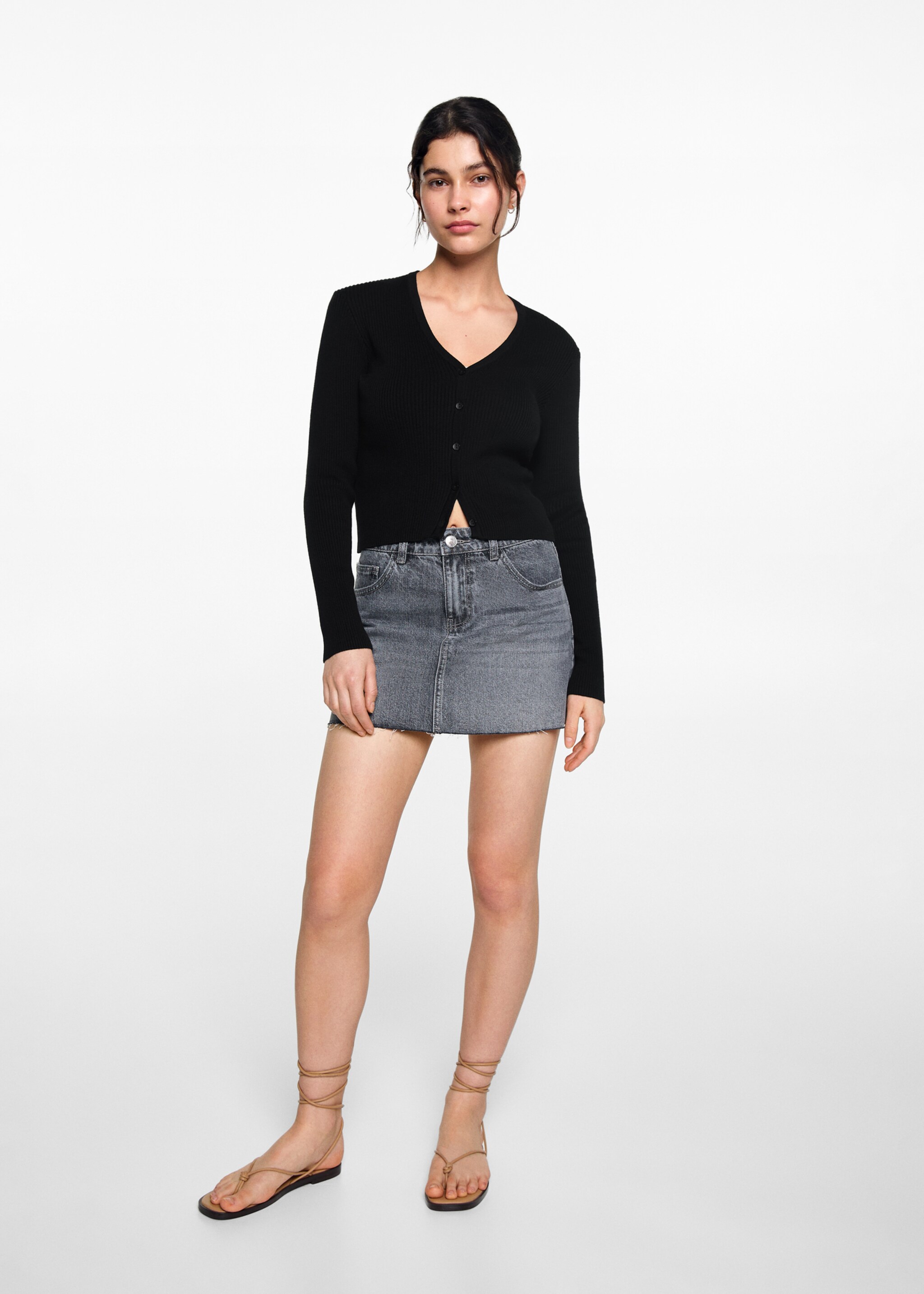 Button knit cardigan - General plane, Black. Ref: 77092932-00.