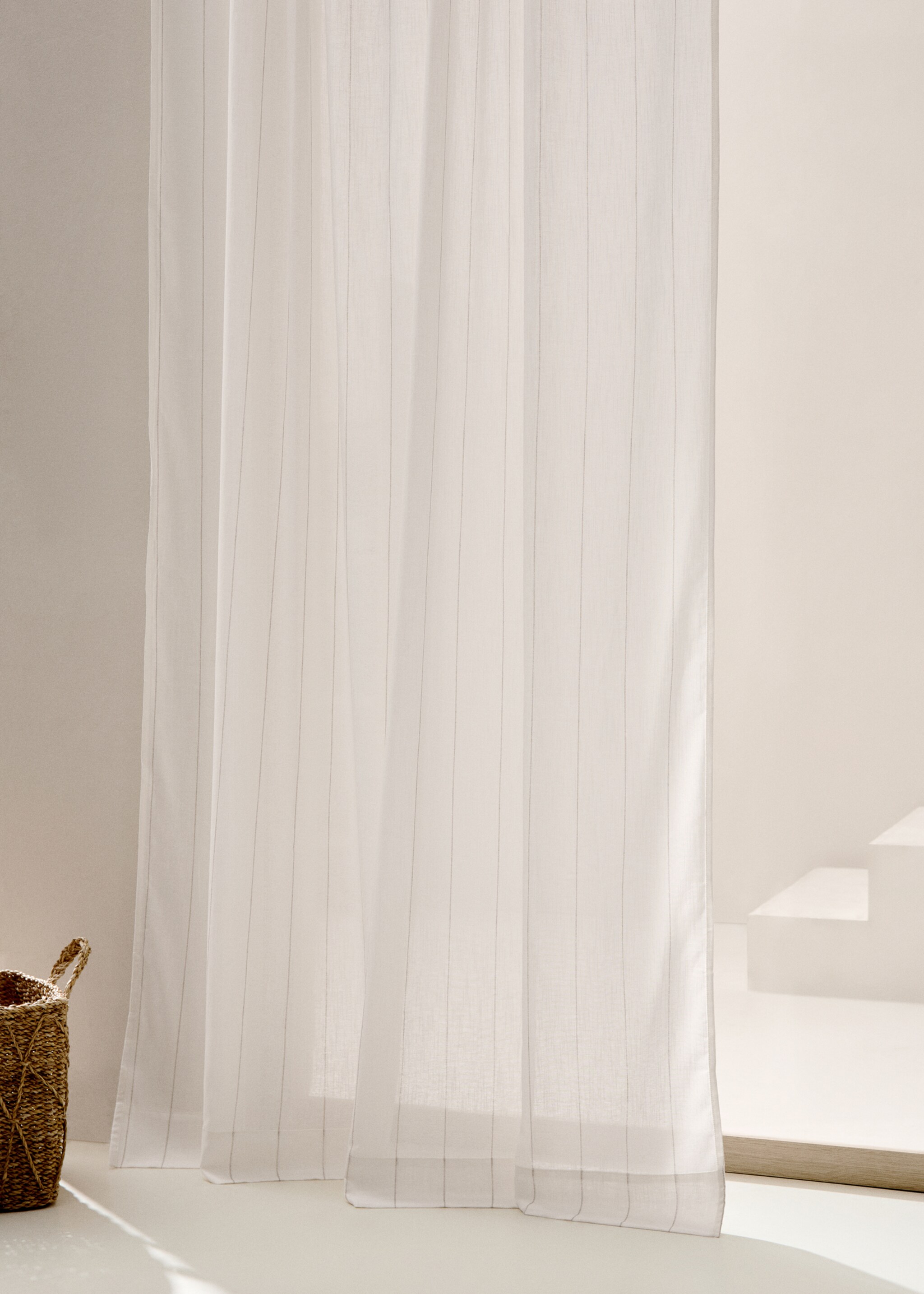 Striped cotton curtain - General plane, Off White. Ref: 77093270-00.