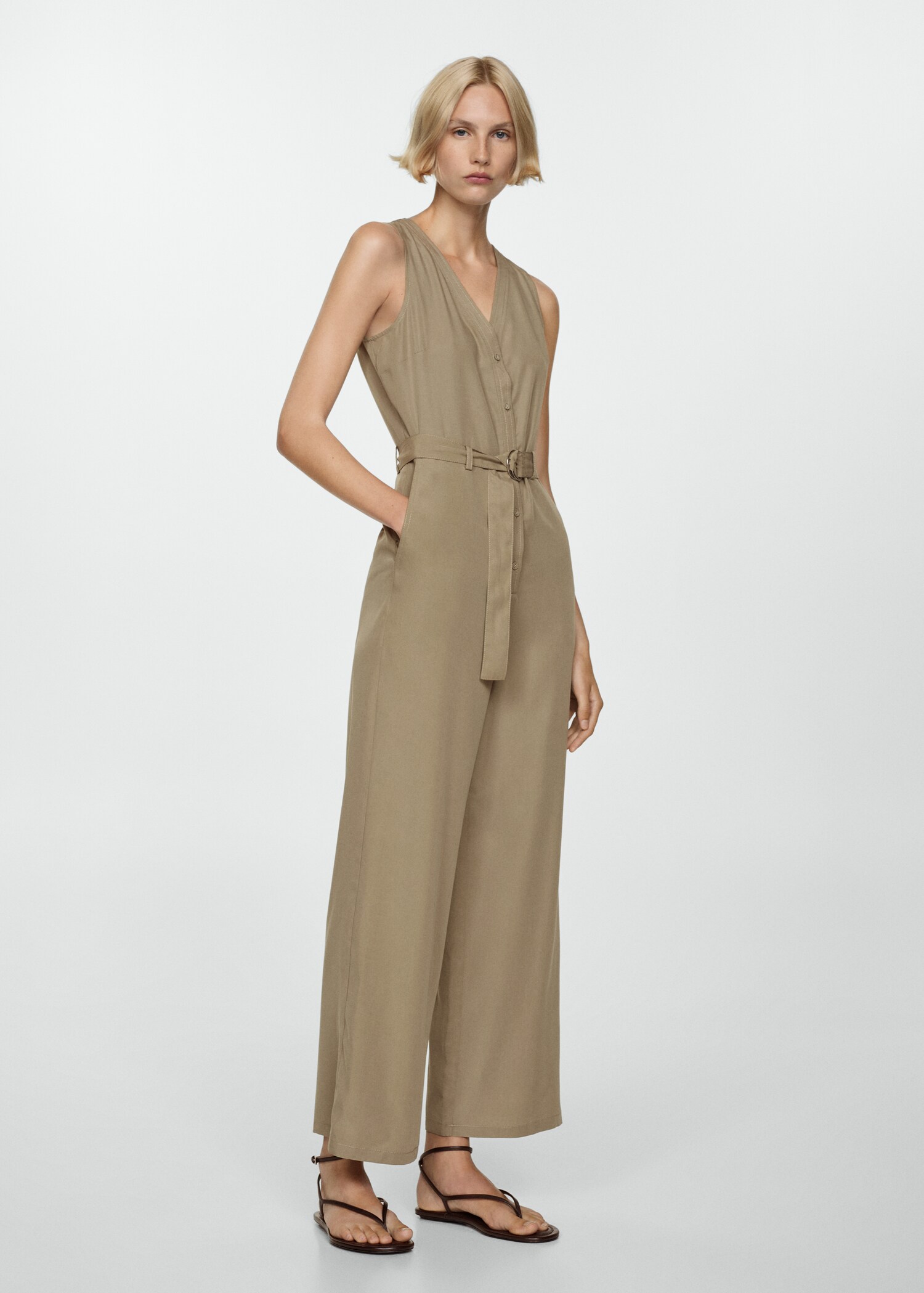 Lyocell jumpsuit with belt - General plane