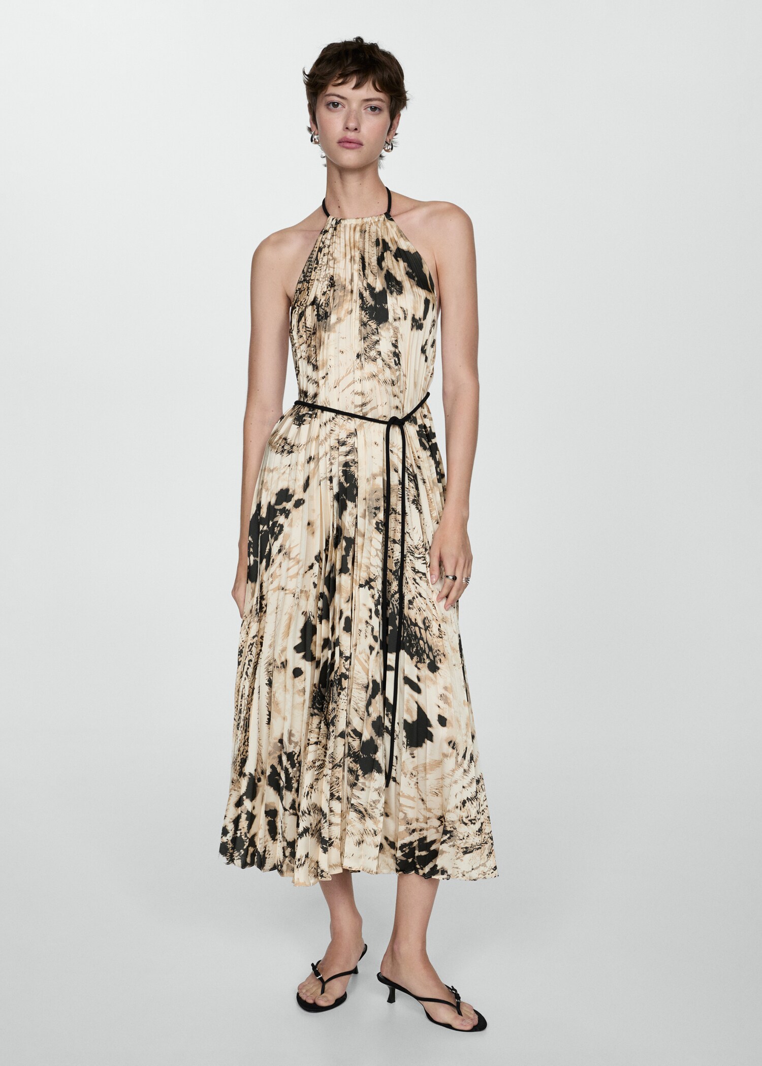 Plissiertes Kleid mit Animal Print - Allgemeine Ansicht