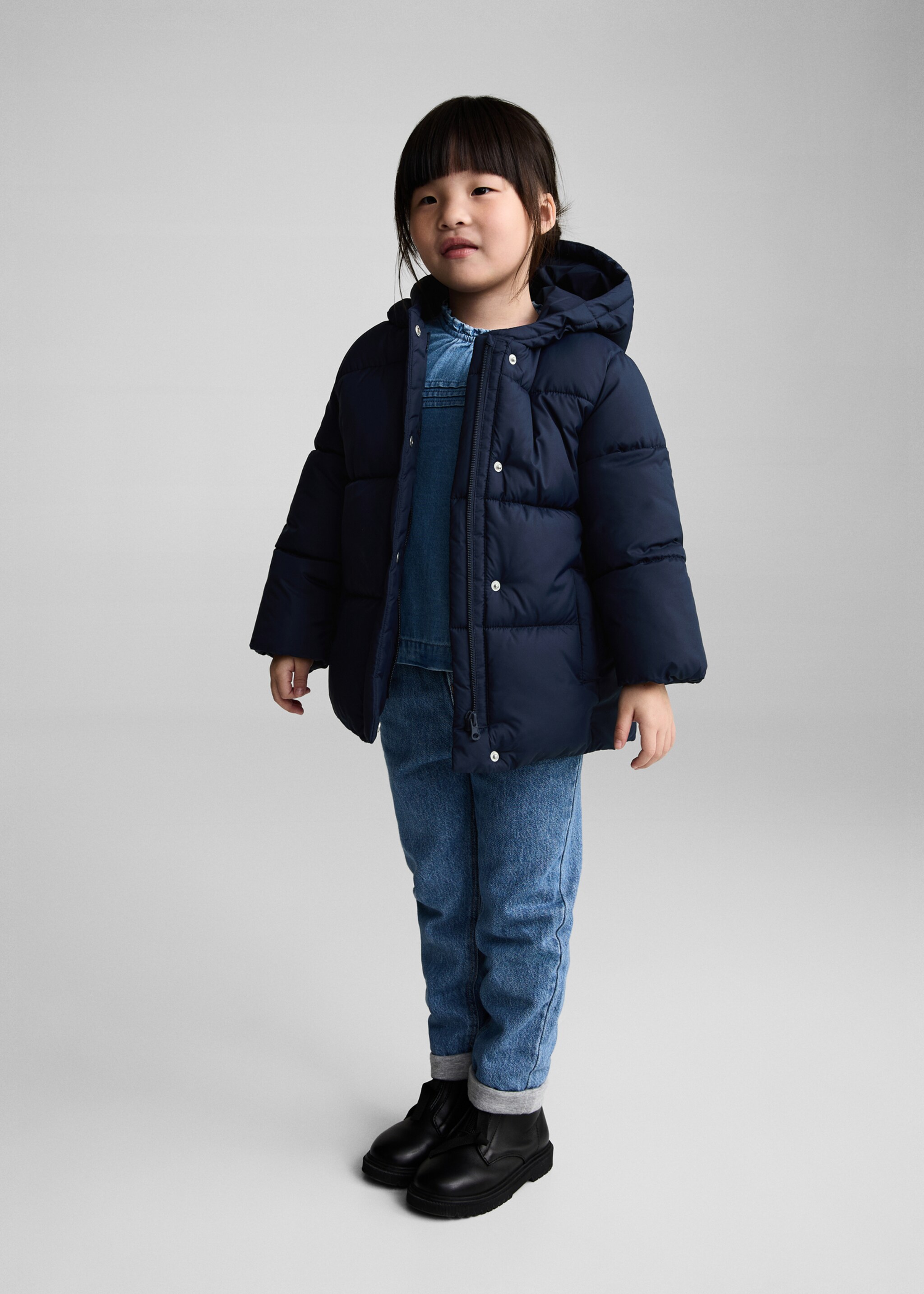 Hood quilted coat - General plane, Dark Navy. Ref: 77094009-00.