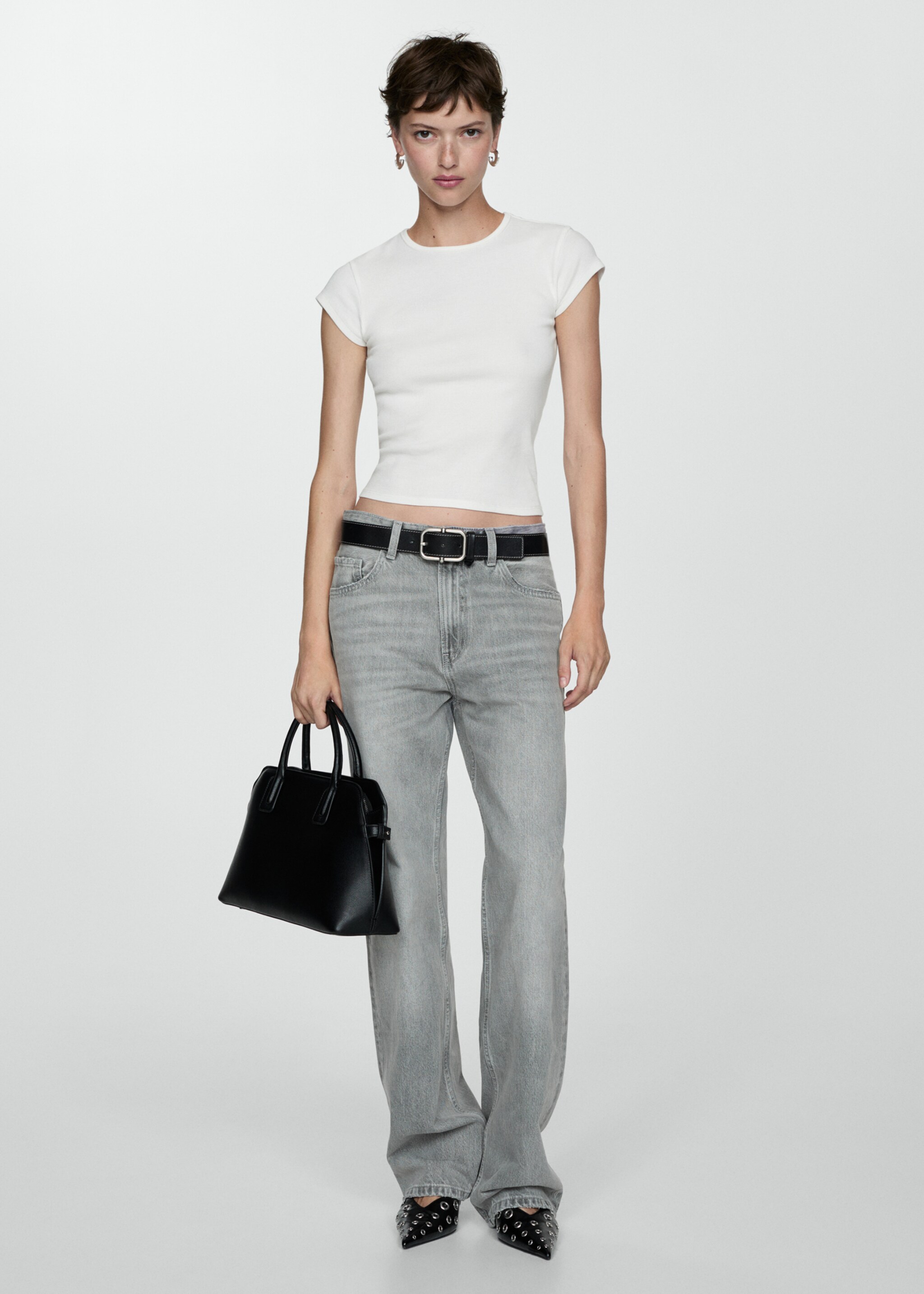 T-shirt manches courtes maille - Plan général, Blanc. Ref: 77094026-00.