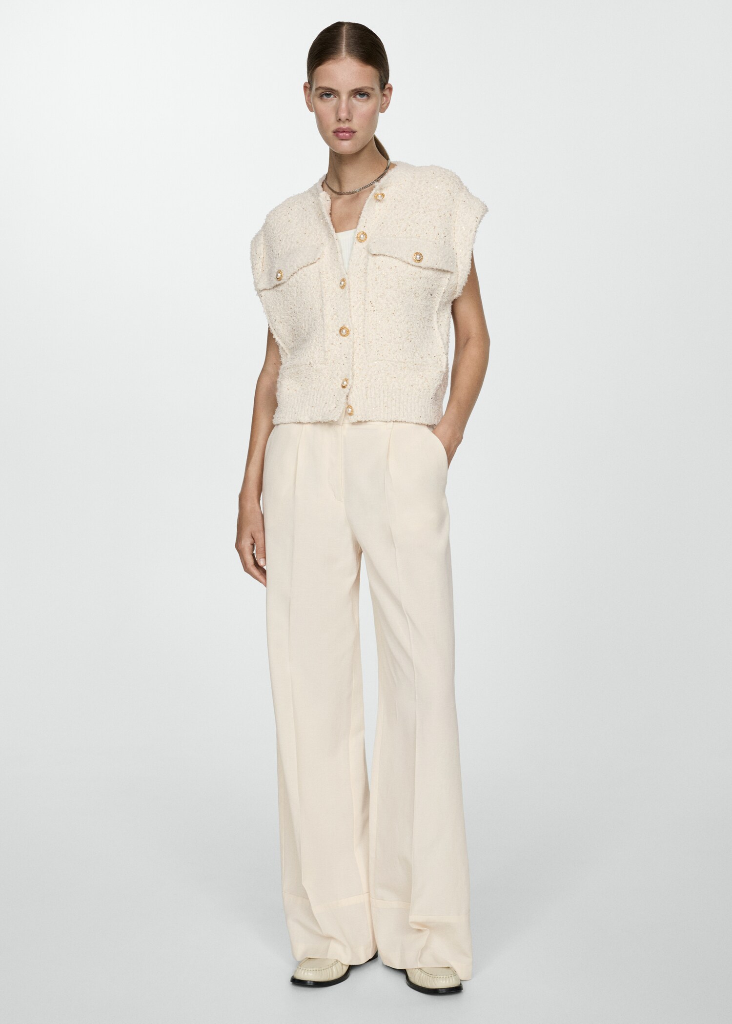 Sequin knitted waistcoat - General plane