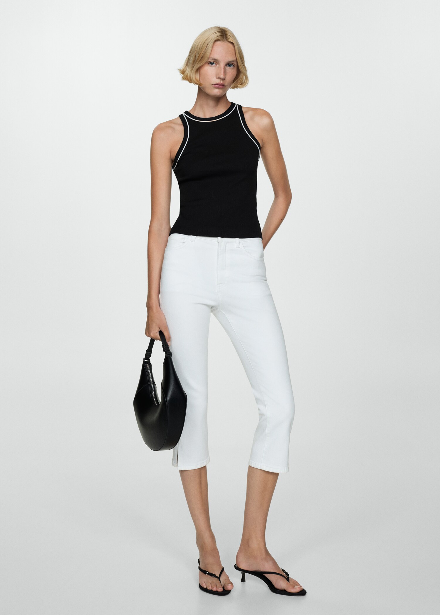 Cotton top with contrasting piping - General plane