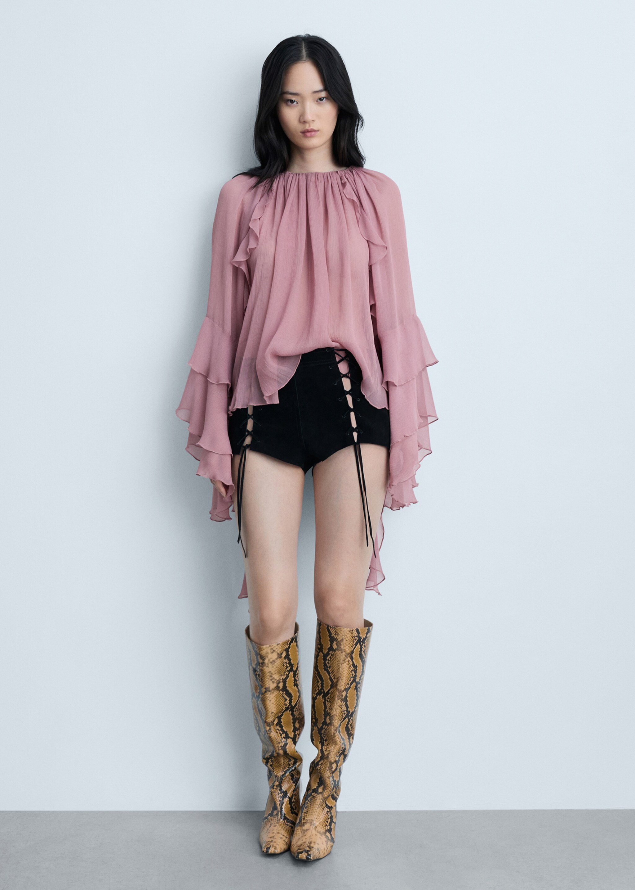 Shorts pell obertures llaços - Pla general, Negre. Ref: 77094792-00.