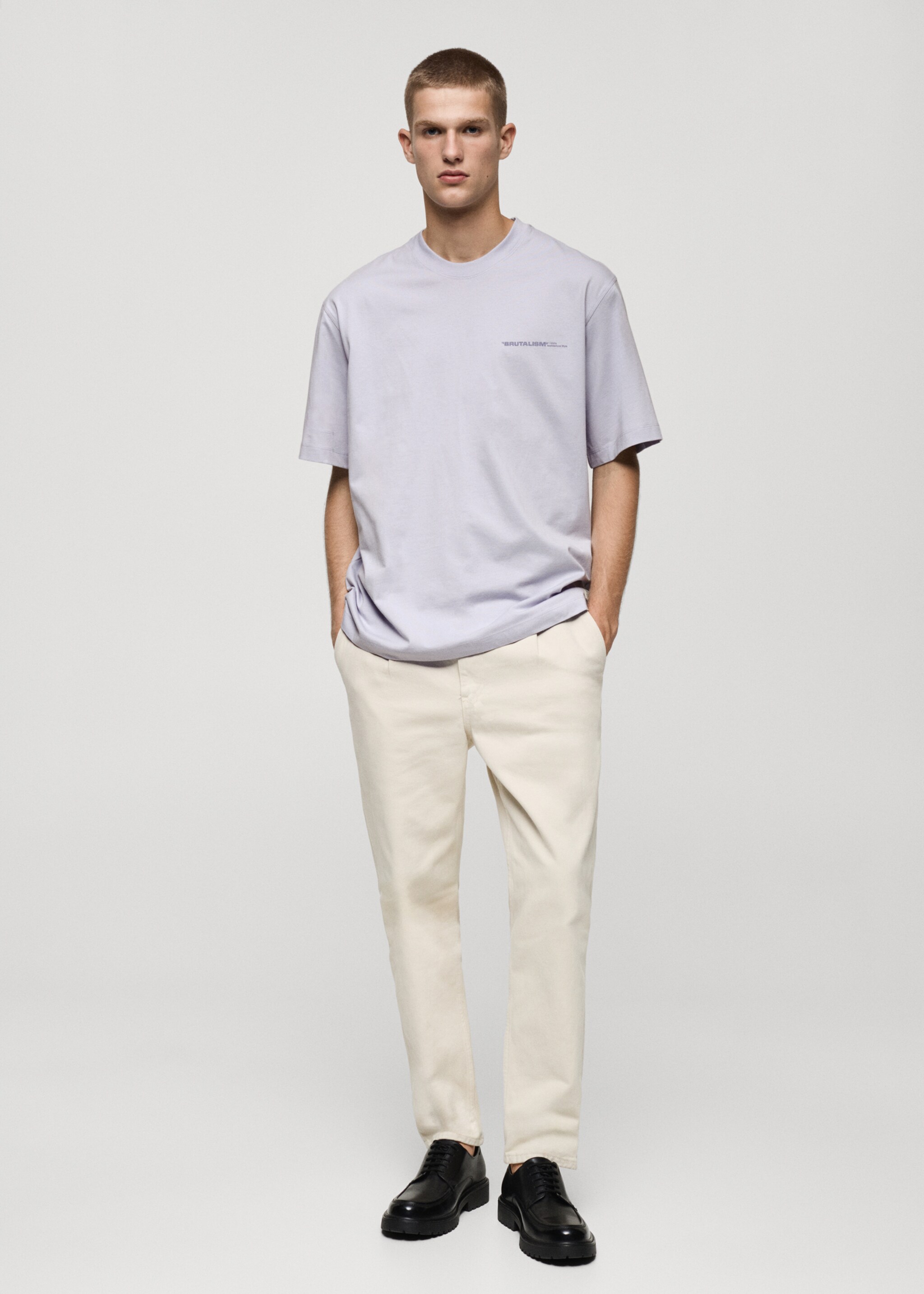100% cotton t-shirt text - General plane, Lilac. Ref: 77095149-00.