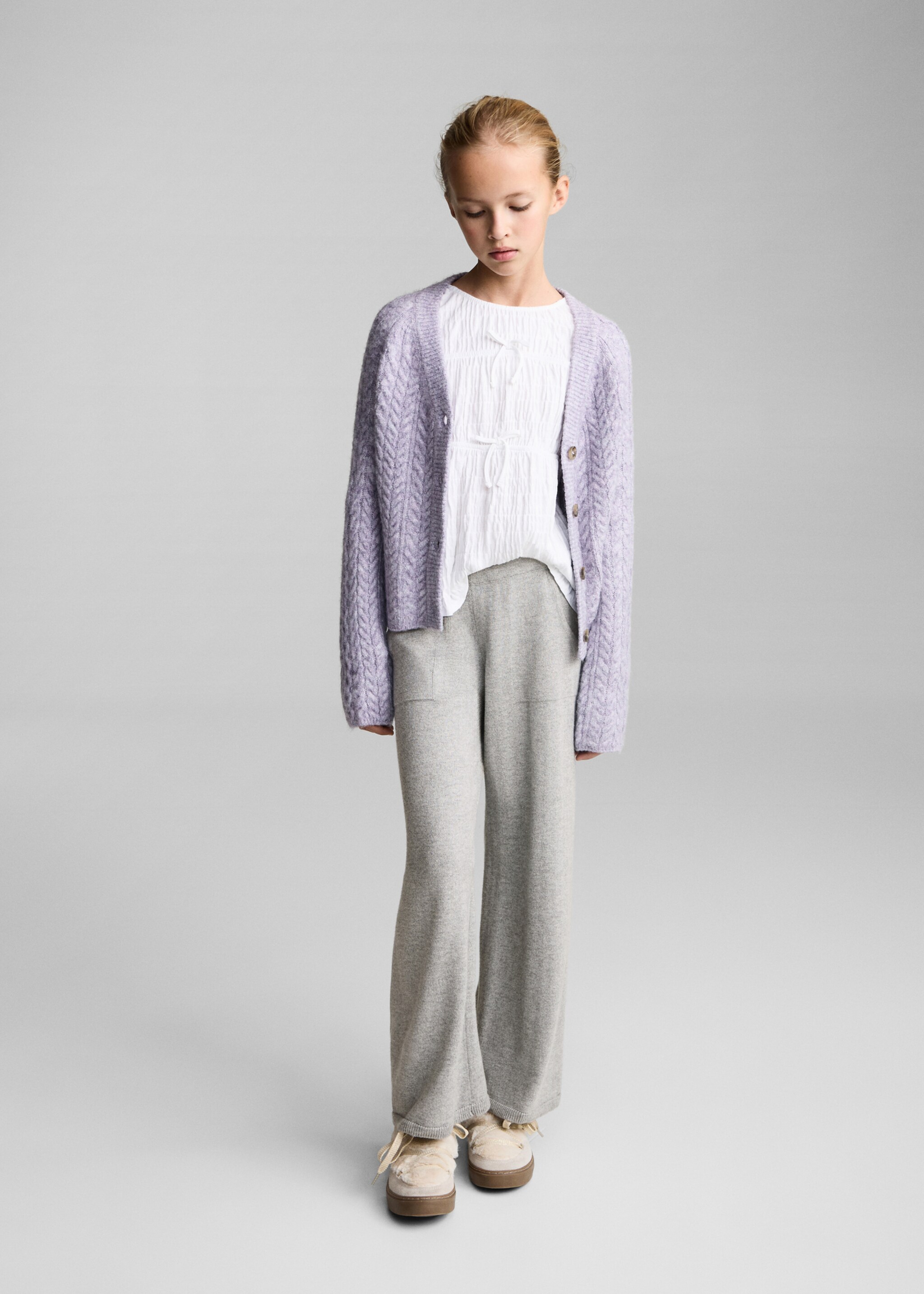 Knitted culotte trousers - General plane, Medium Heather Grey. Ref: 77095151-00.