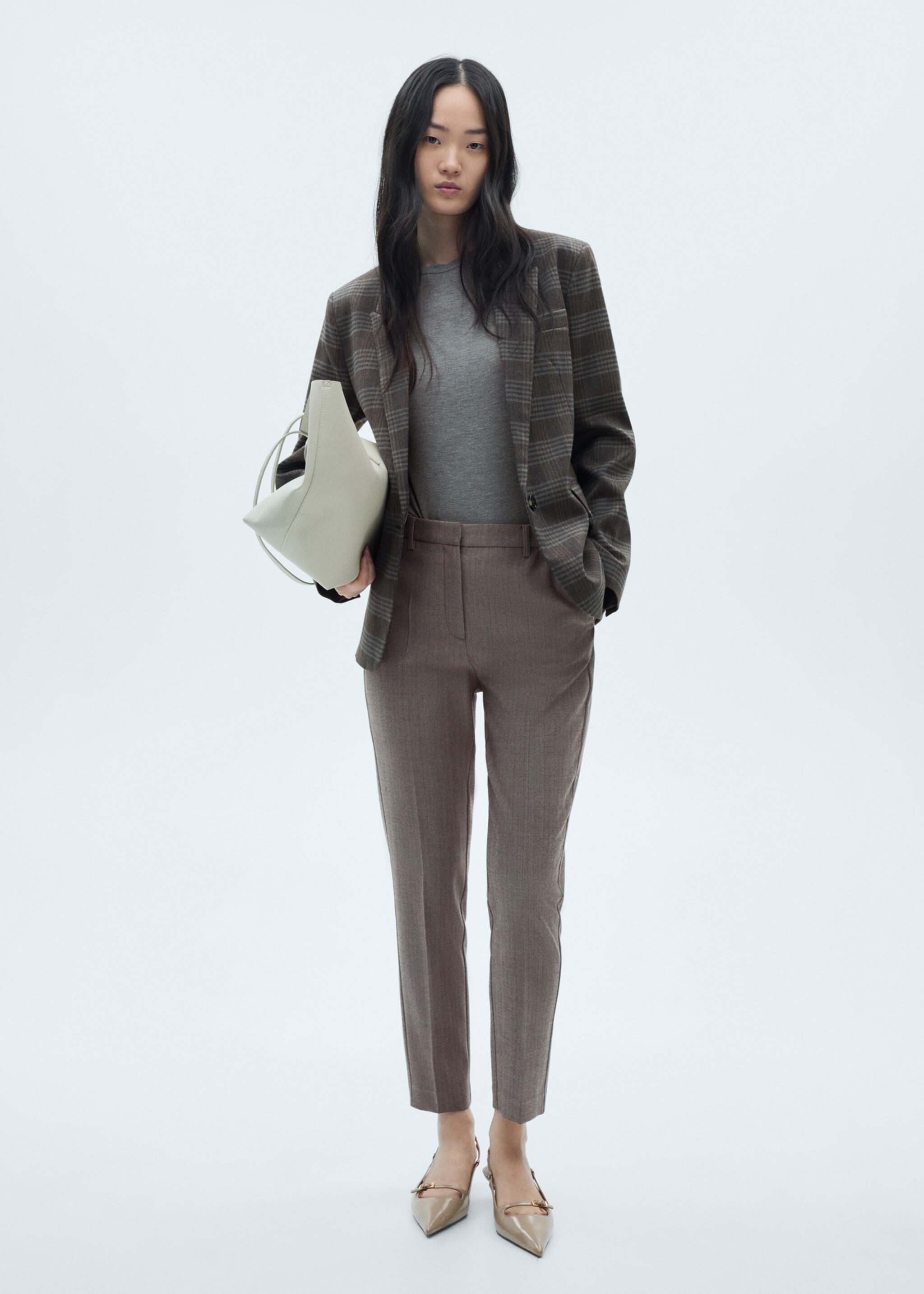 Skinny Hose mit mittelhohem Bund - Allgemeine Ansicht, Beige. Ref: 77095644-00.