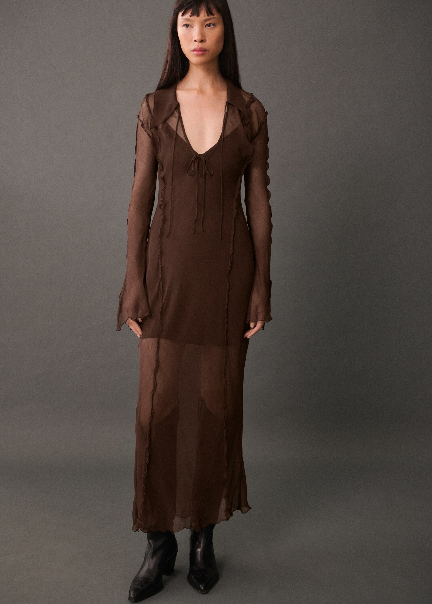 Vestido gasa evasé - General plane