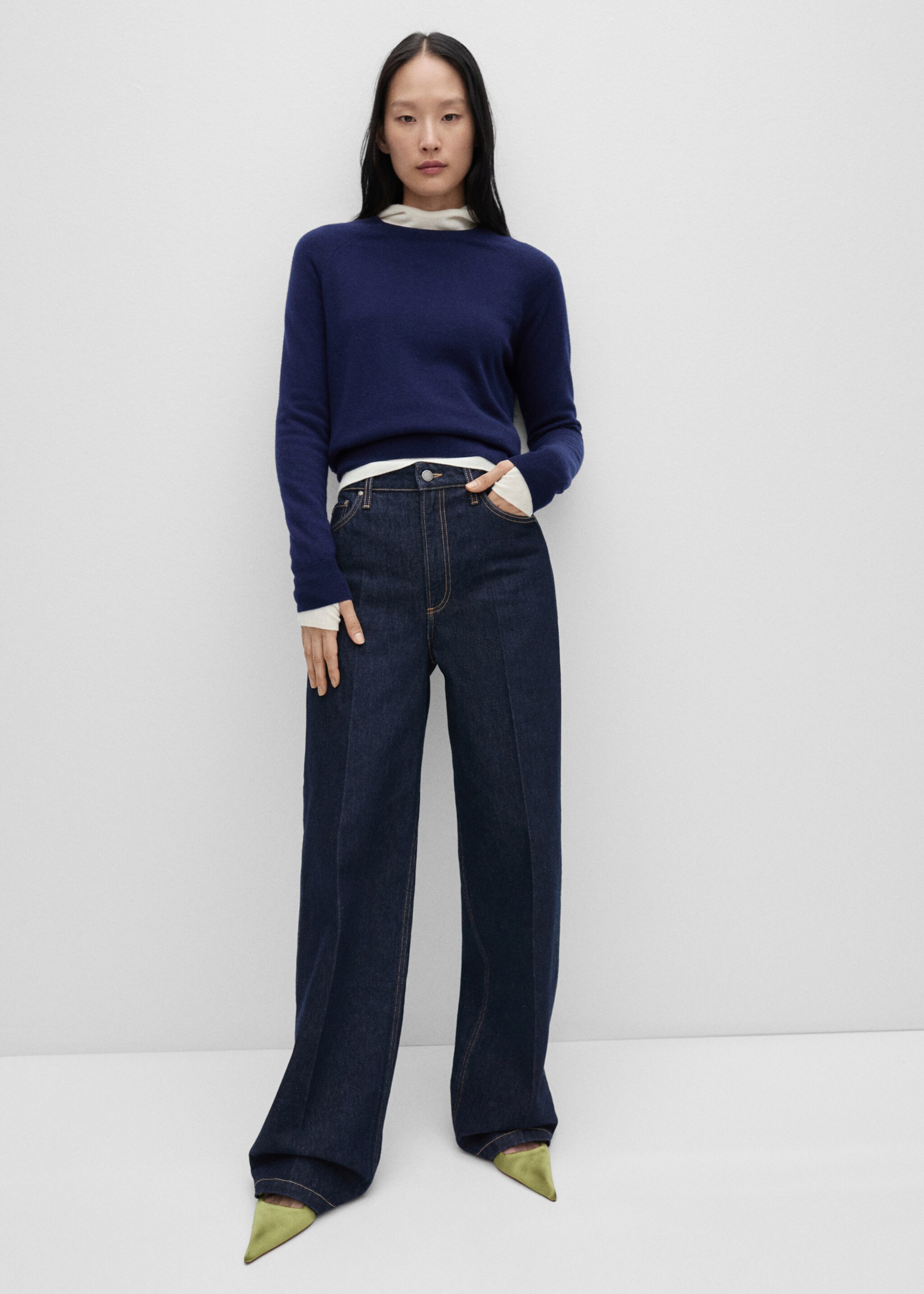 Wide leg rinse-wash jeans - General plane, Open Blue. Ref: 77095665-00.