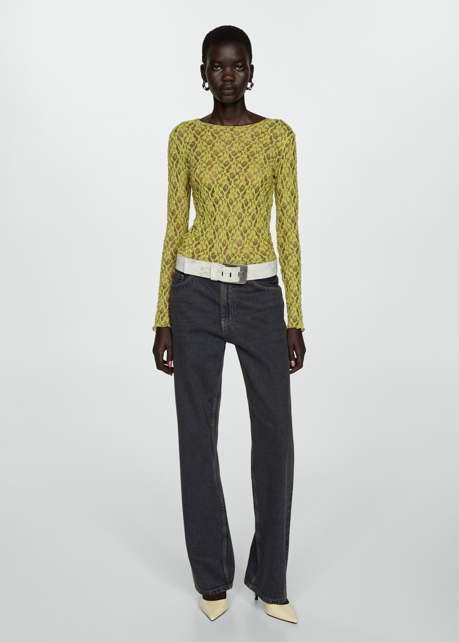 Round-neck lace t-shirt - General plane