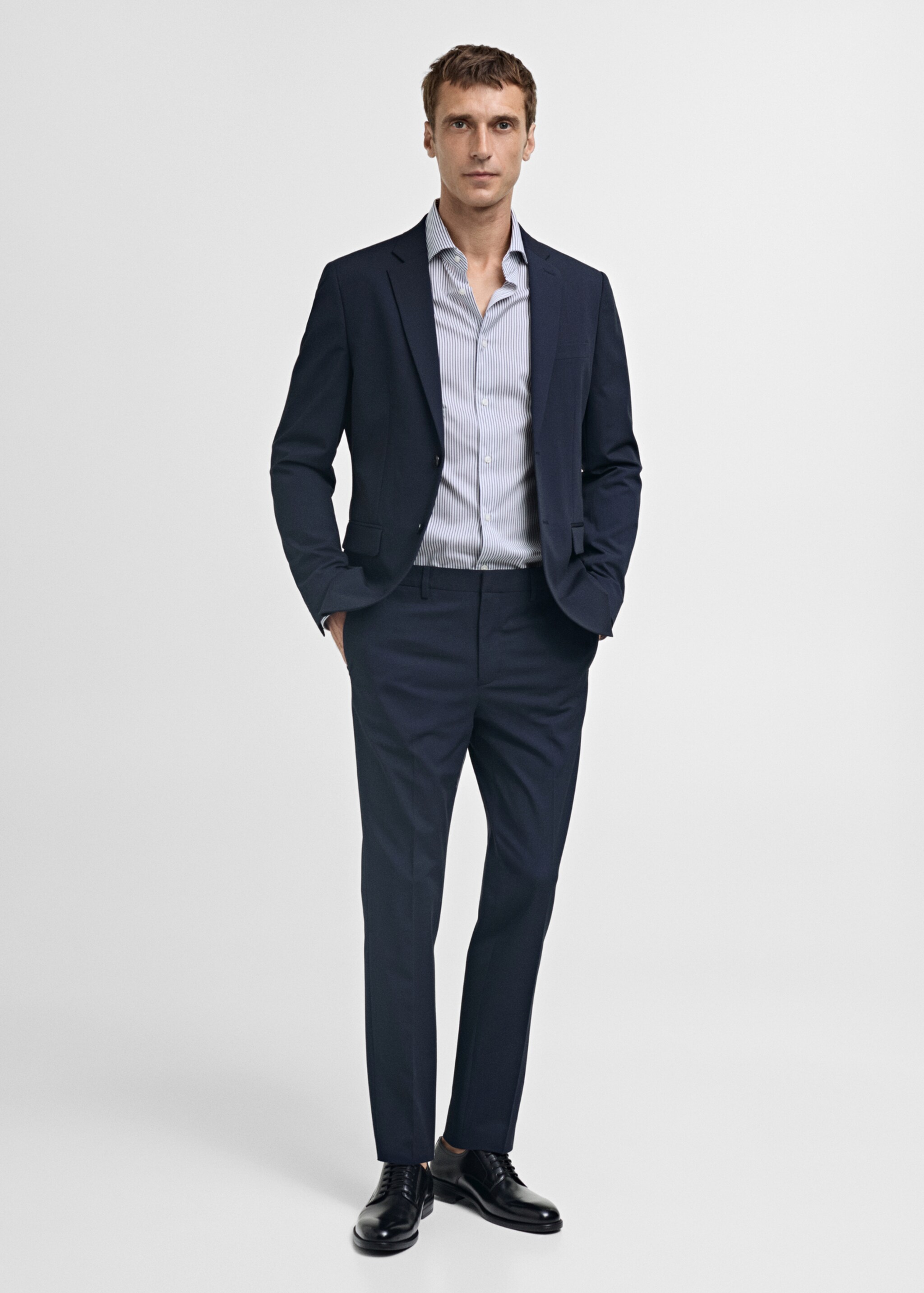 Košile slim fit 100% bavlna - Celkový náhled, Námořnická modrá. Ref: 77095968-00.