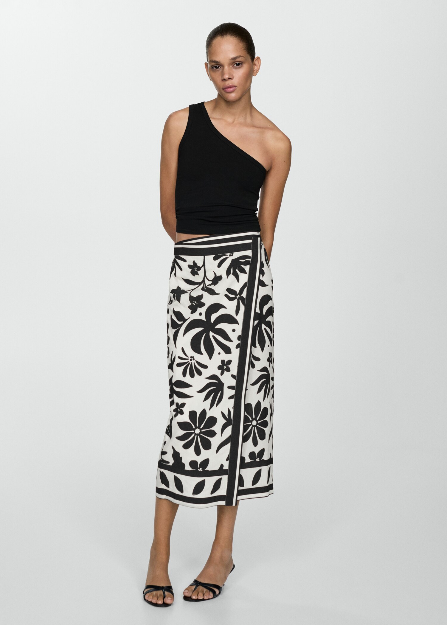 Floral-print wrap skirt - General plane