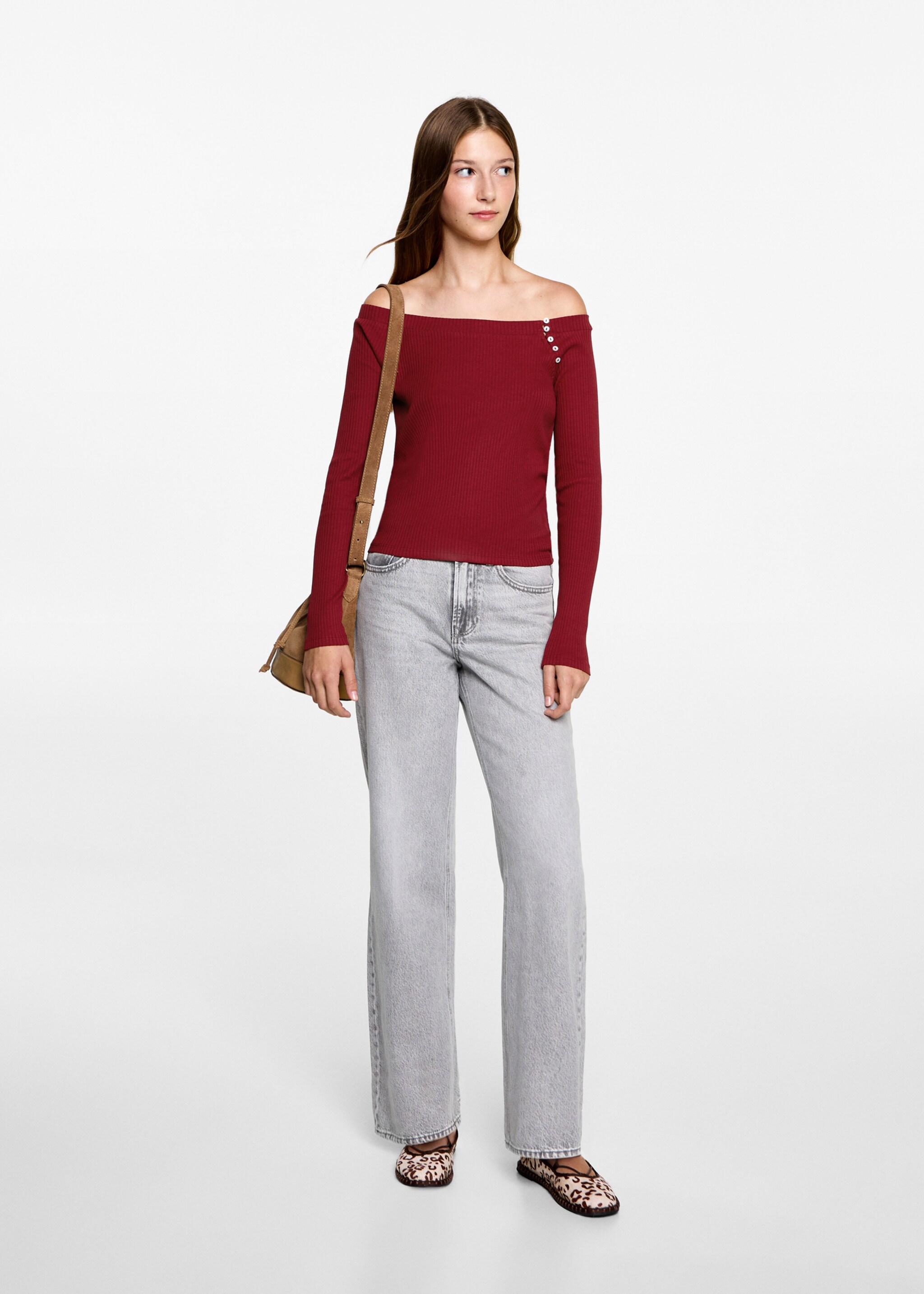 Off shoulders T-shirt - General plane, Red. Ref: 77095984-00.