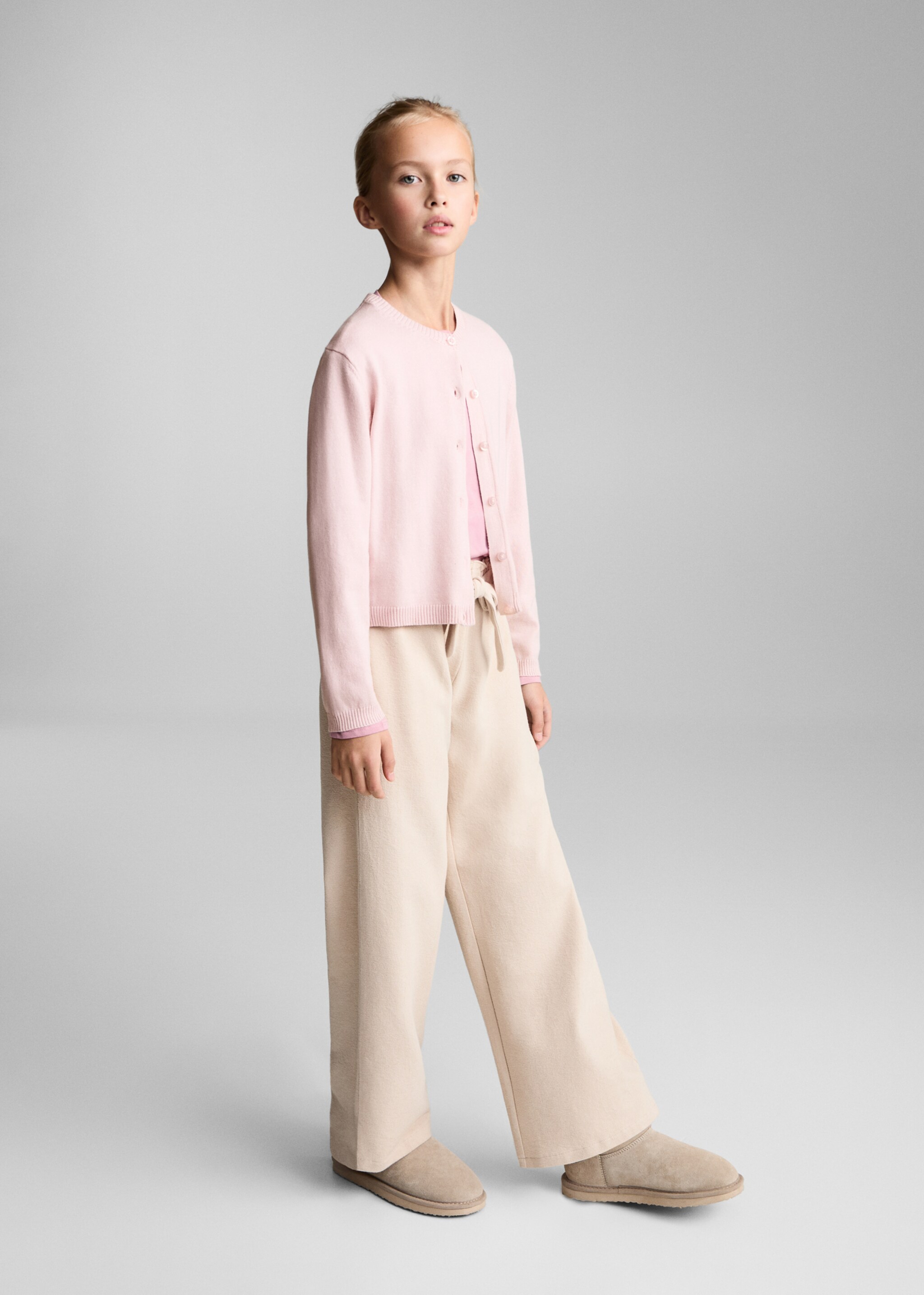 Strickjacke aus Baumwolle - Allgemeine Ansicht, Pastellrosa. Ref: 77095989-00.