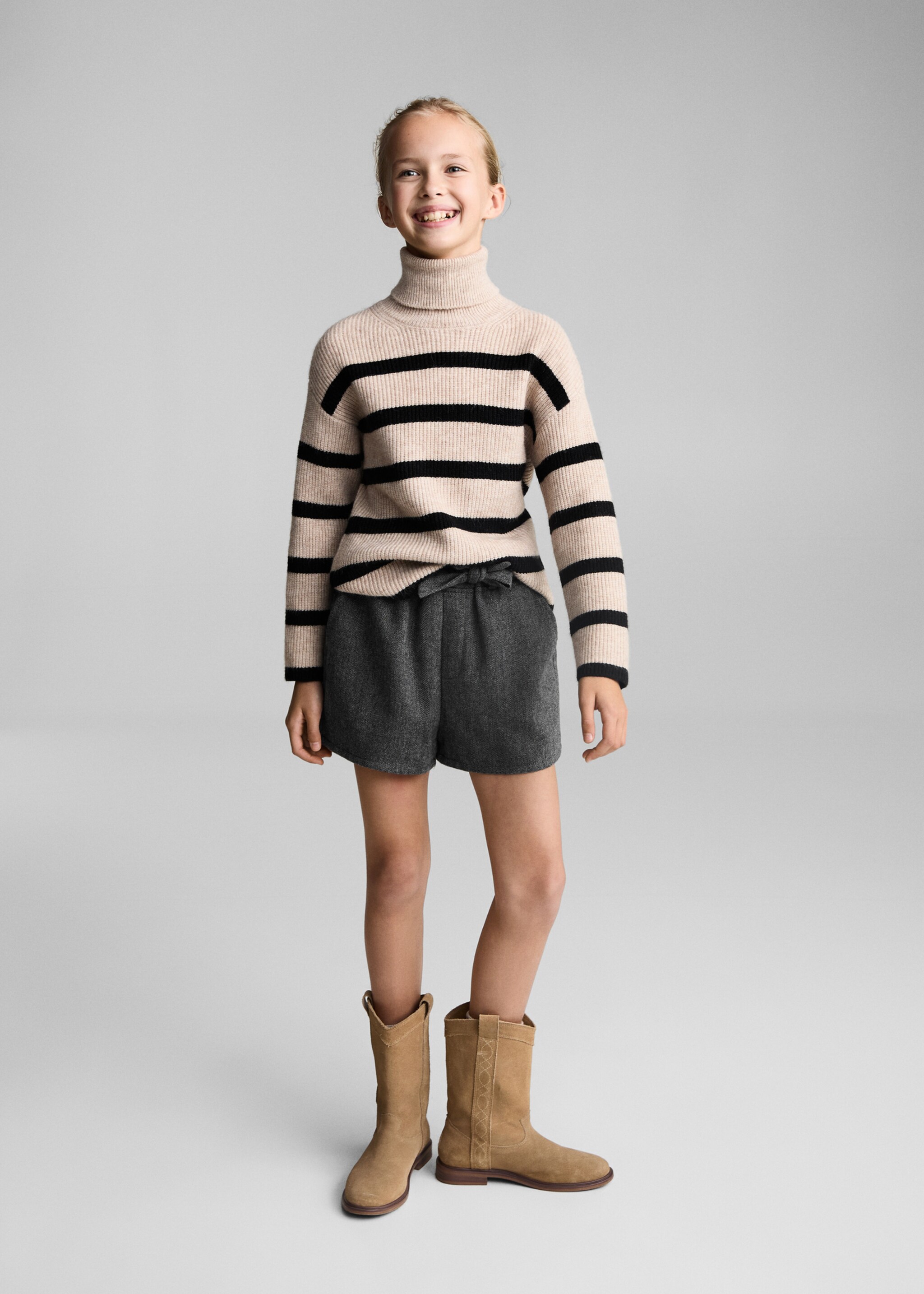 Paperbag shorts with bow - General plane, Grey. Ref: 77096737-00.