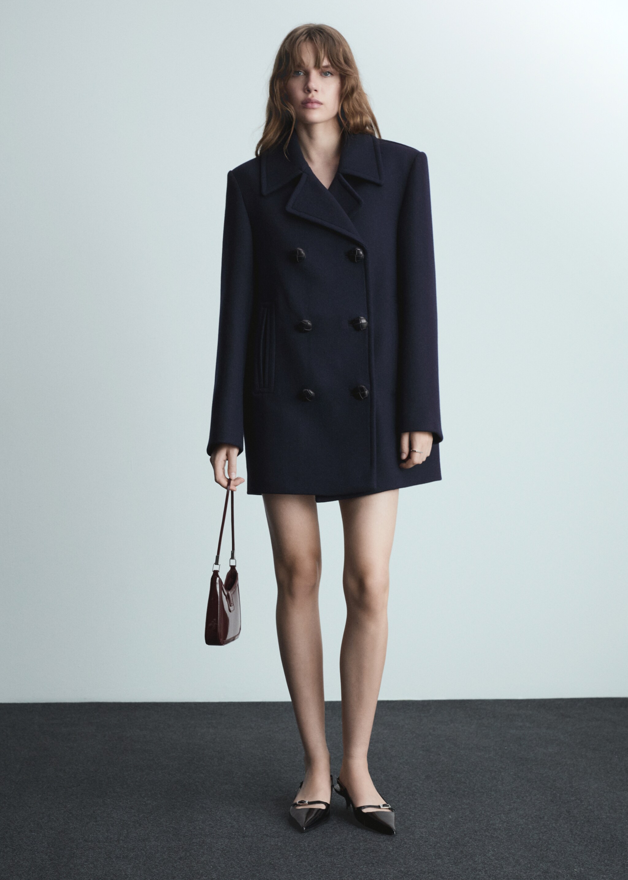 Structured oversize wool coat - General plane, Dark Navy. Ref: 77096753-00.