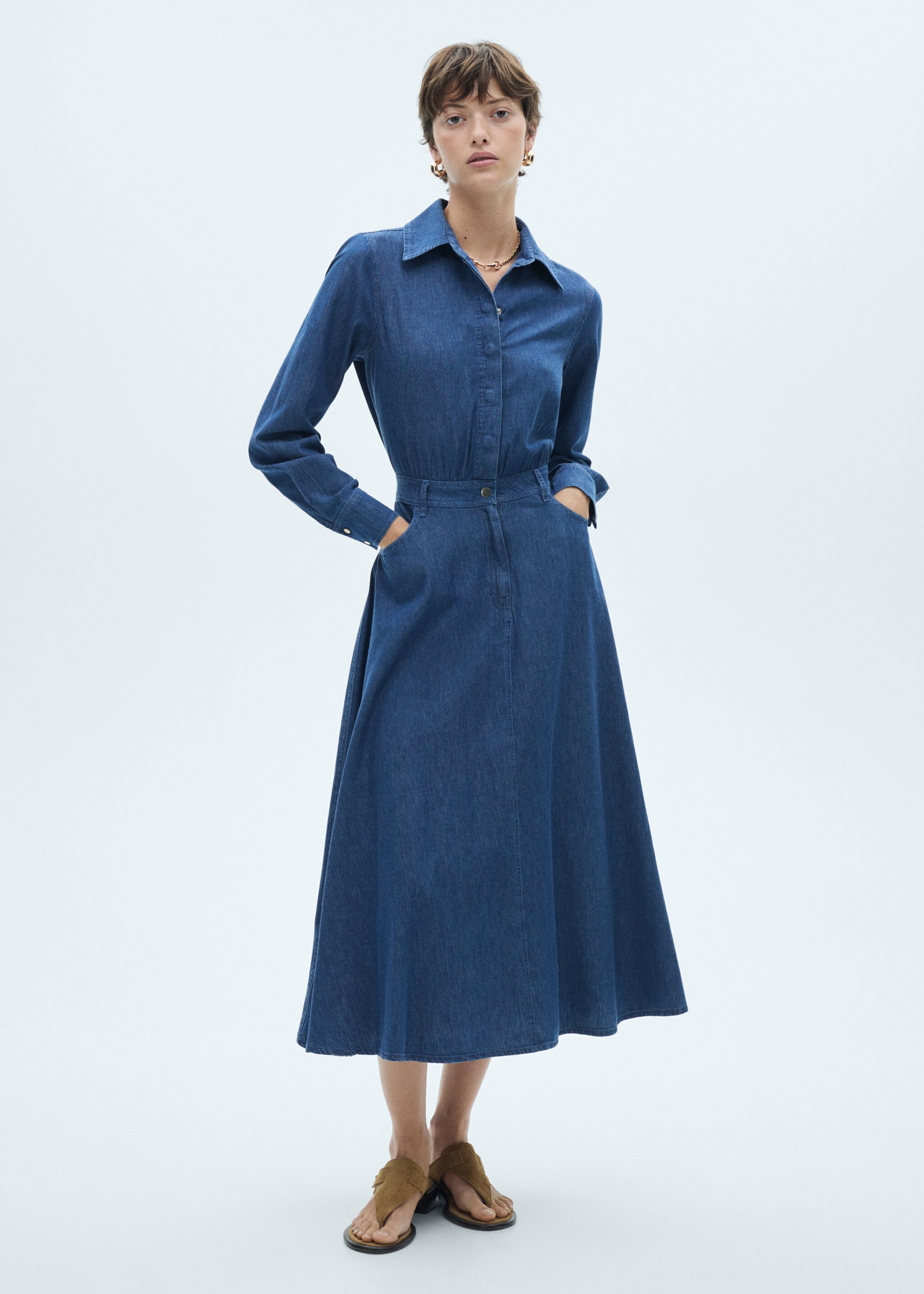 Robe chemise jean - Plan général, Bleu foncé. Ref: 77097645-00.