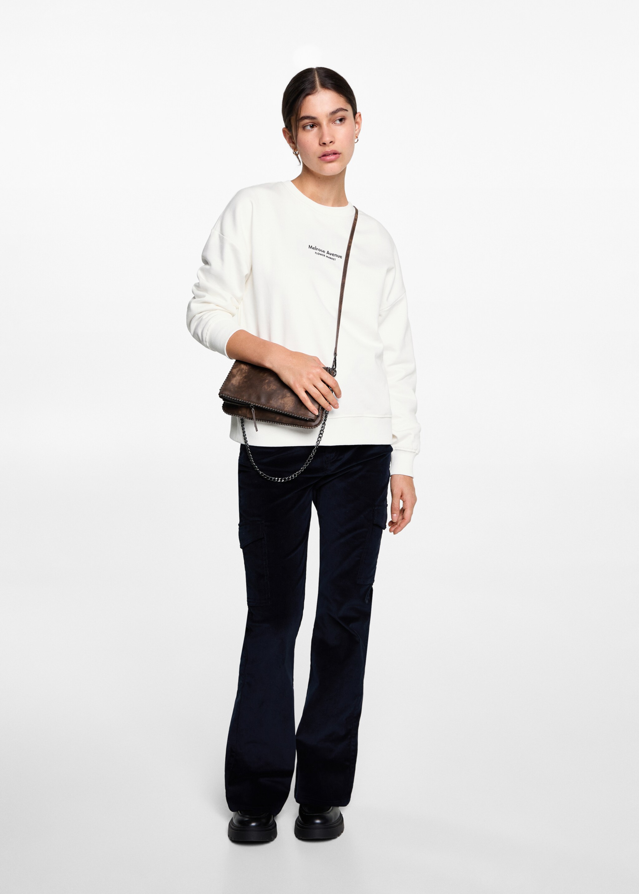 Sweat-shirt coton imprimé - Plan général, Blanc cassé. Ref: 77097692-00.