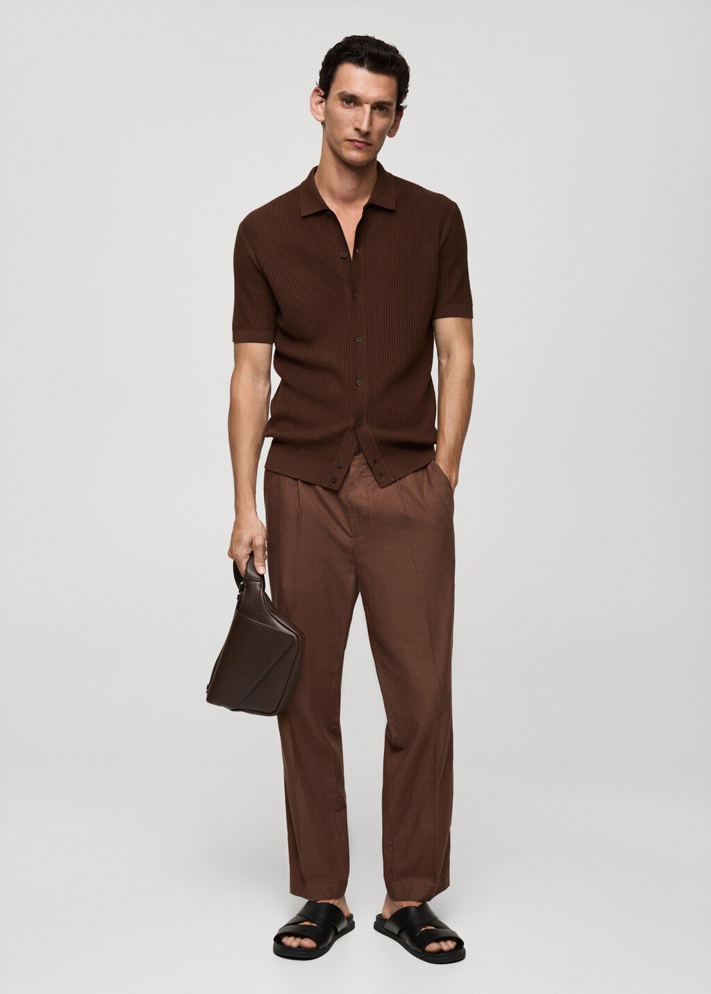 Fine-knit ribbed polo shirt with buttons - Men | MANGO