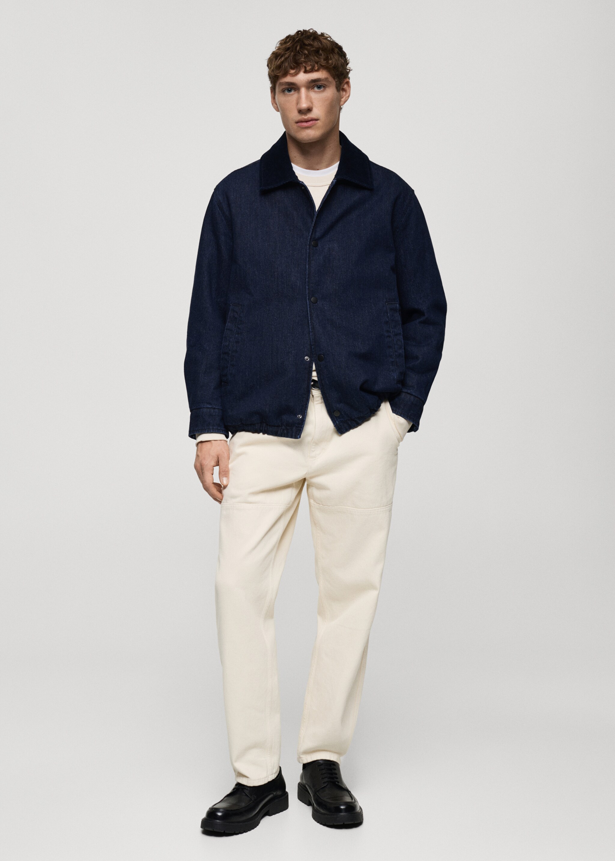Corduroy collar denim jacket - General plane, Open Blue. Ref: 77097912-00.