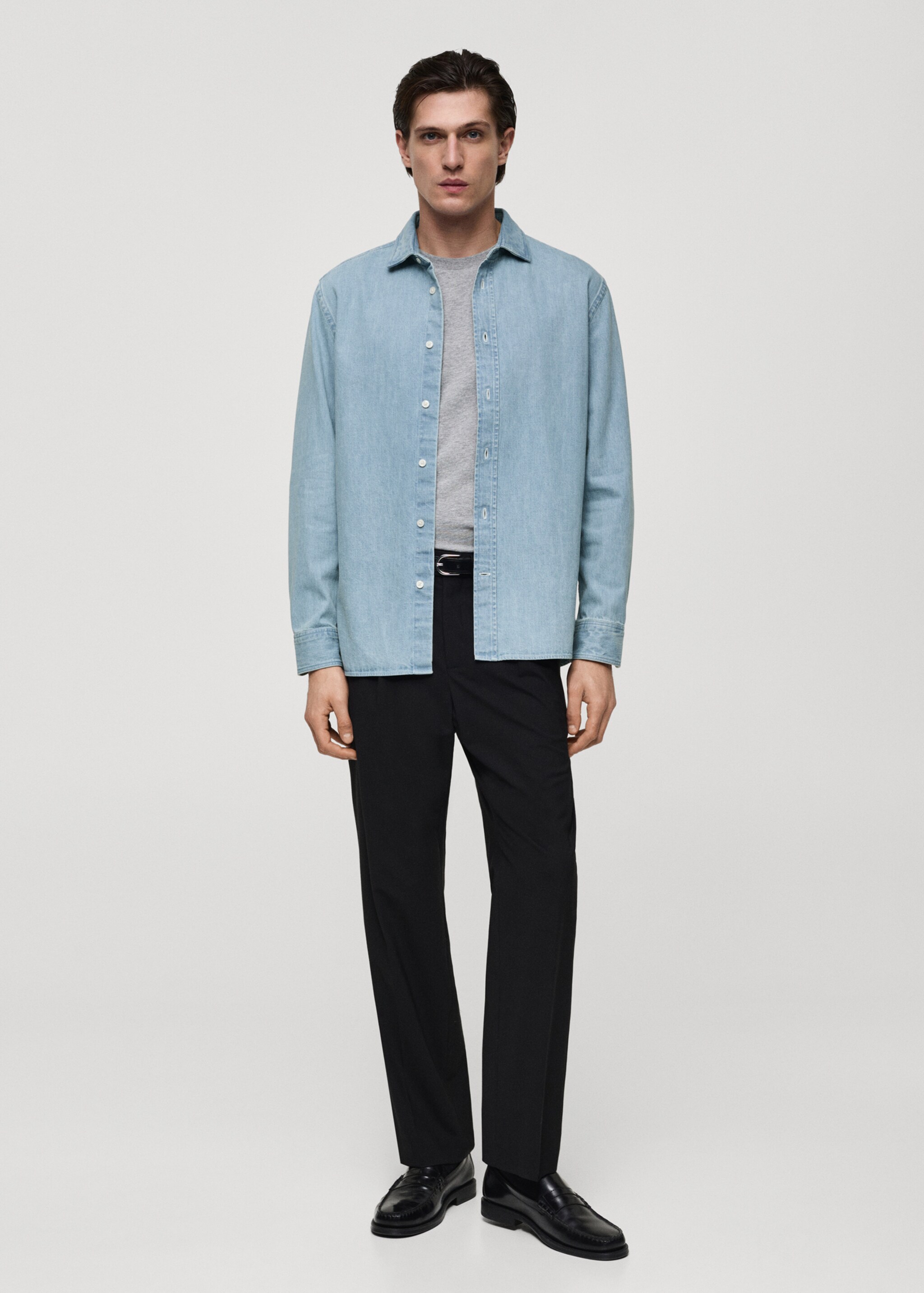 Regular fit denim shirt - General plane, Light Blue. Ref: 77097916-00.