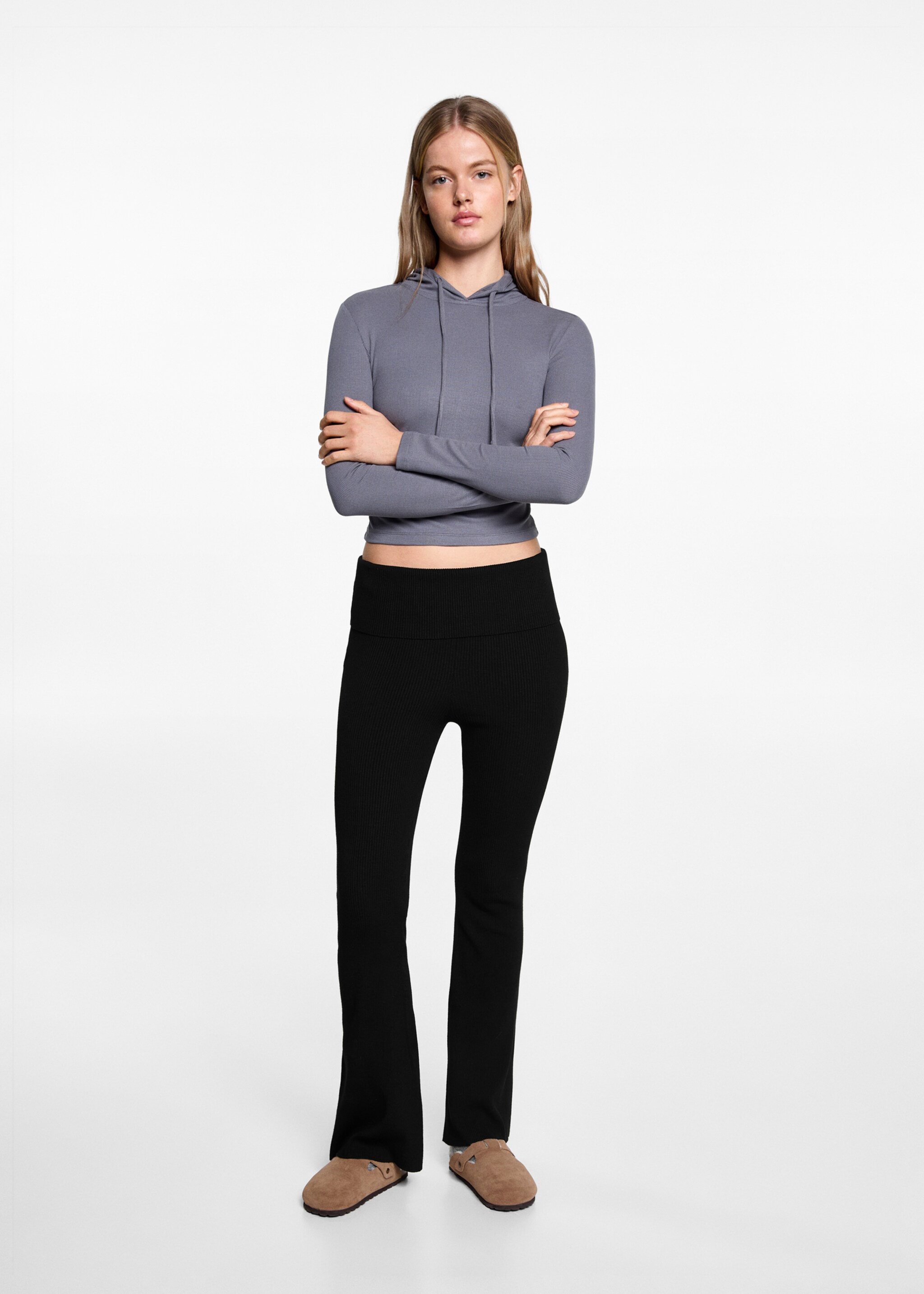 Leggings flare canalé - Plano general, Negro. Ref: 77098272-00.