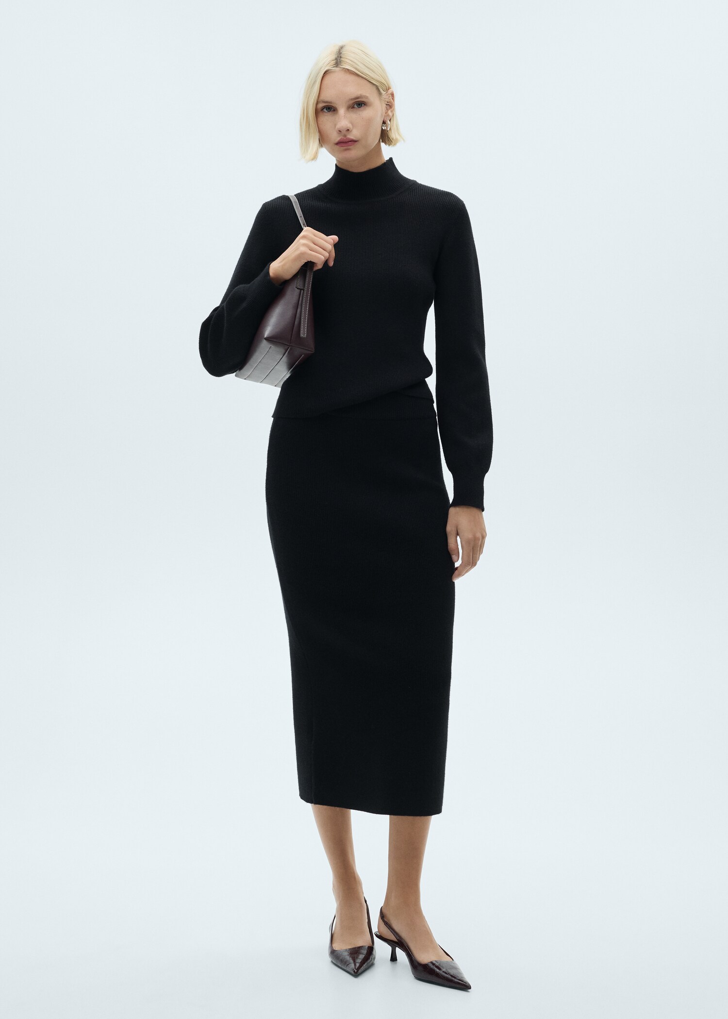 Ribbed midi skirt - General plane