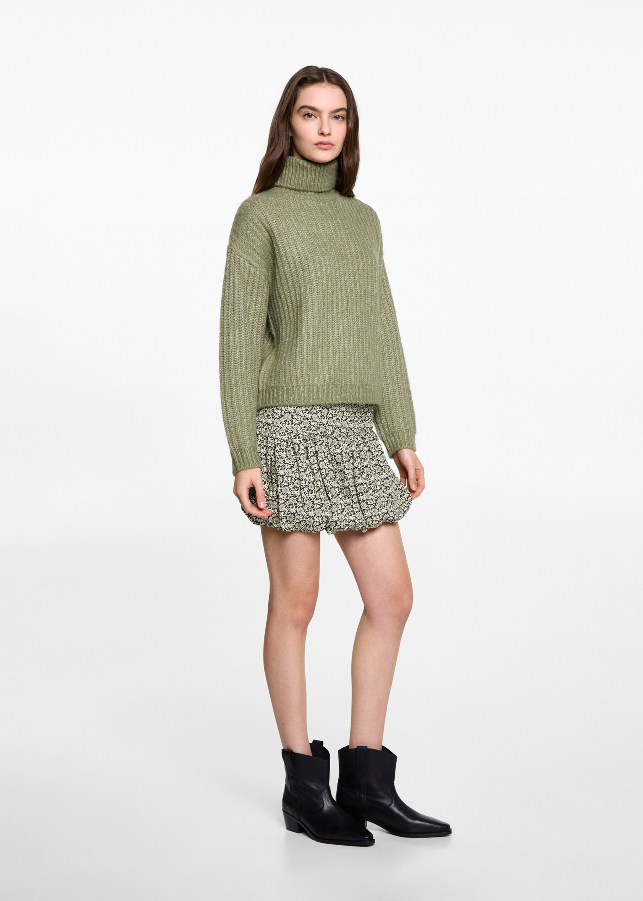 Floral-print balloon skirt - General plane, Black. Ref: 77098280-00.