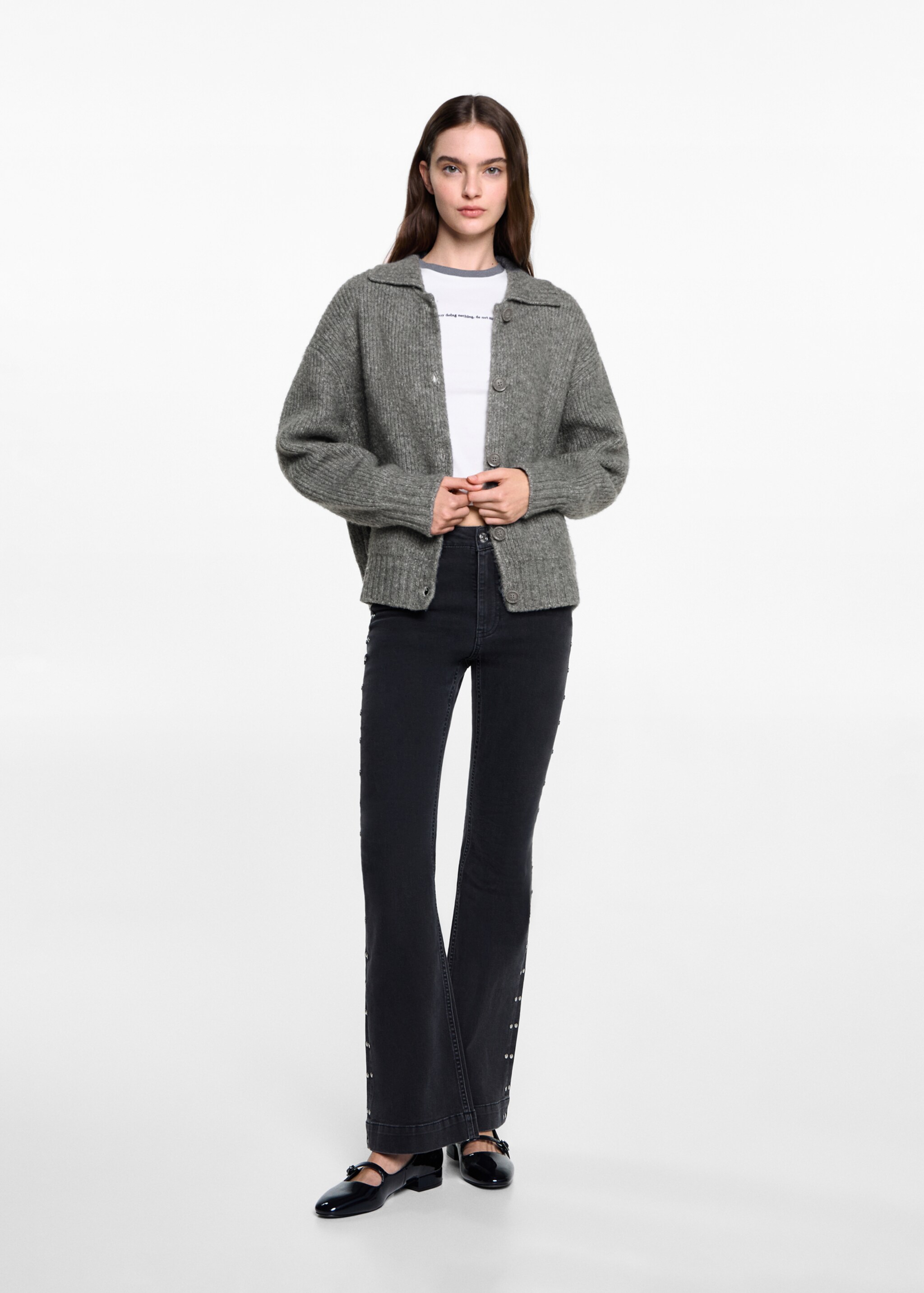 Kofta med polokrage - Allmän bild, Grå. Ref: 77098282-00.