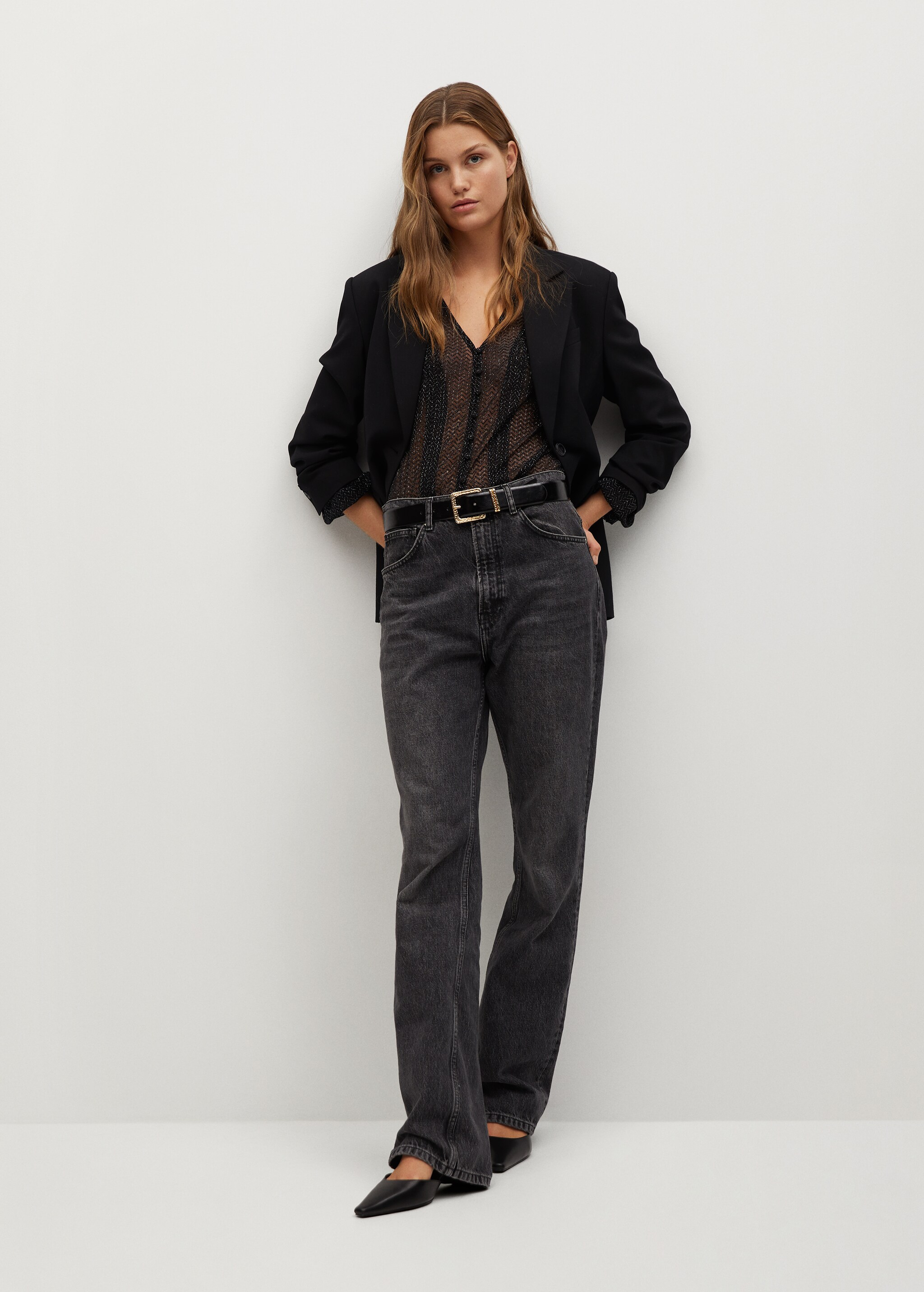 Glossed-effect appliqué blouse - General plane