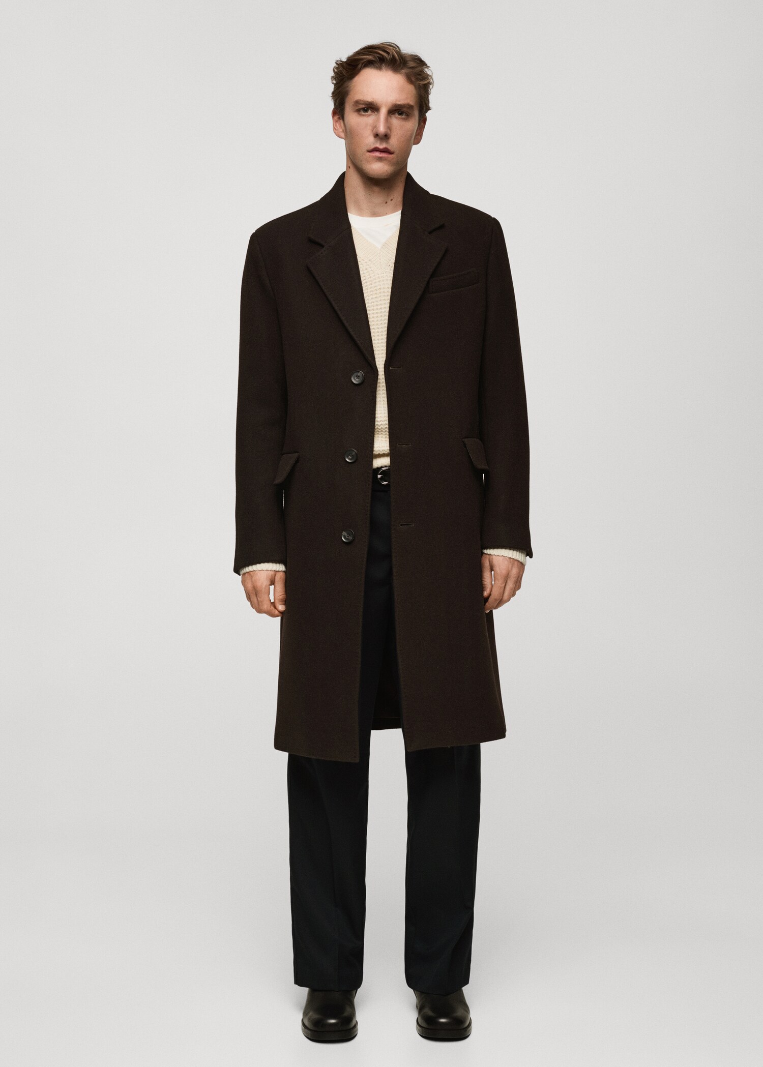 Relaxed-fit long wool coat - General plane