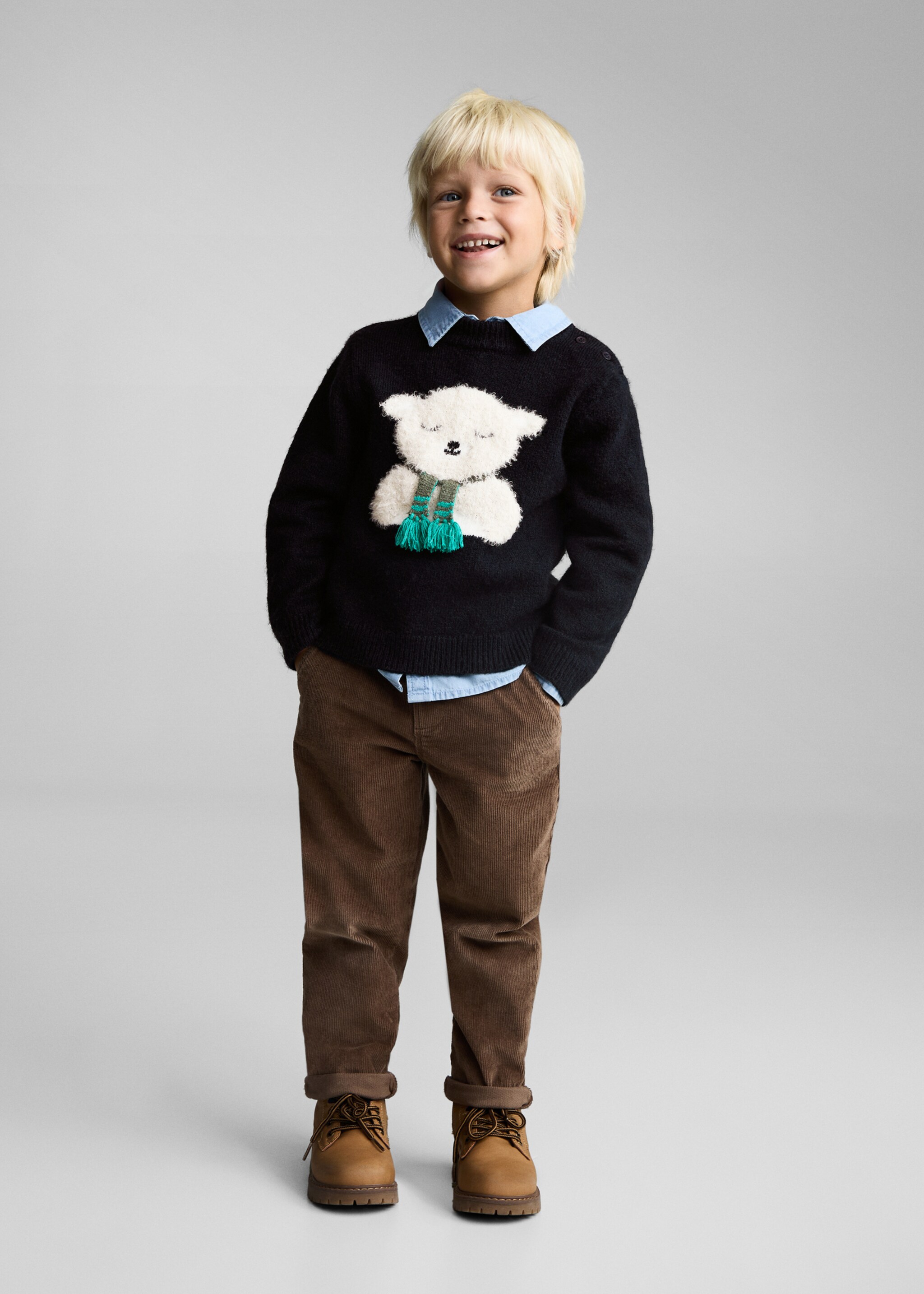 Chunky-knit bear sweater - General plane, Dark Navy. Ref: 77099239-00.