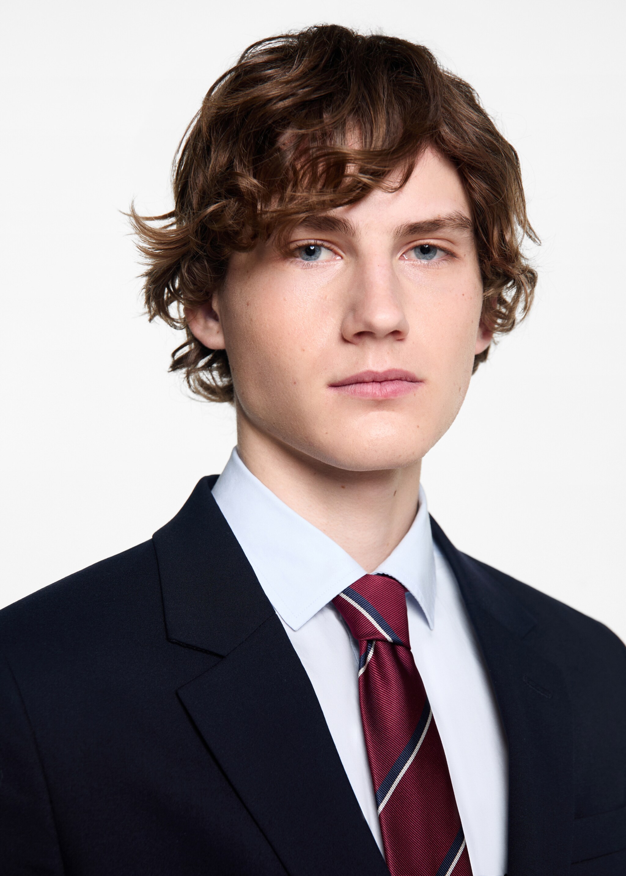 Stripes printed tie - General plane, Maroon. Ref: 77102004-00.