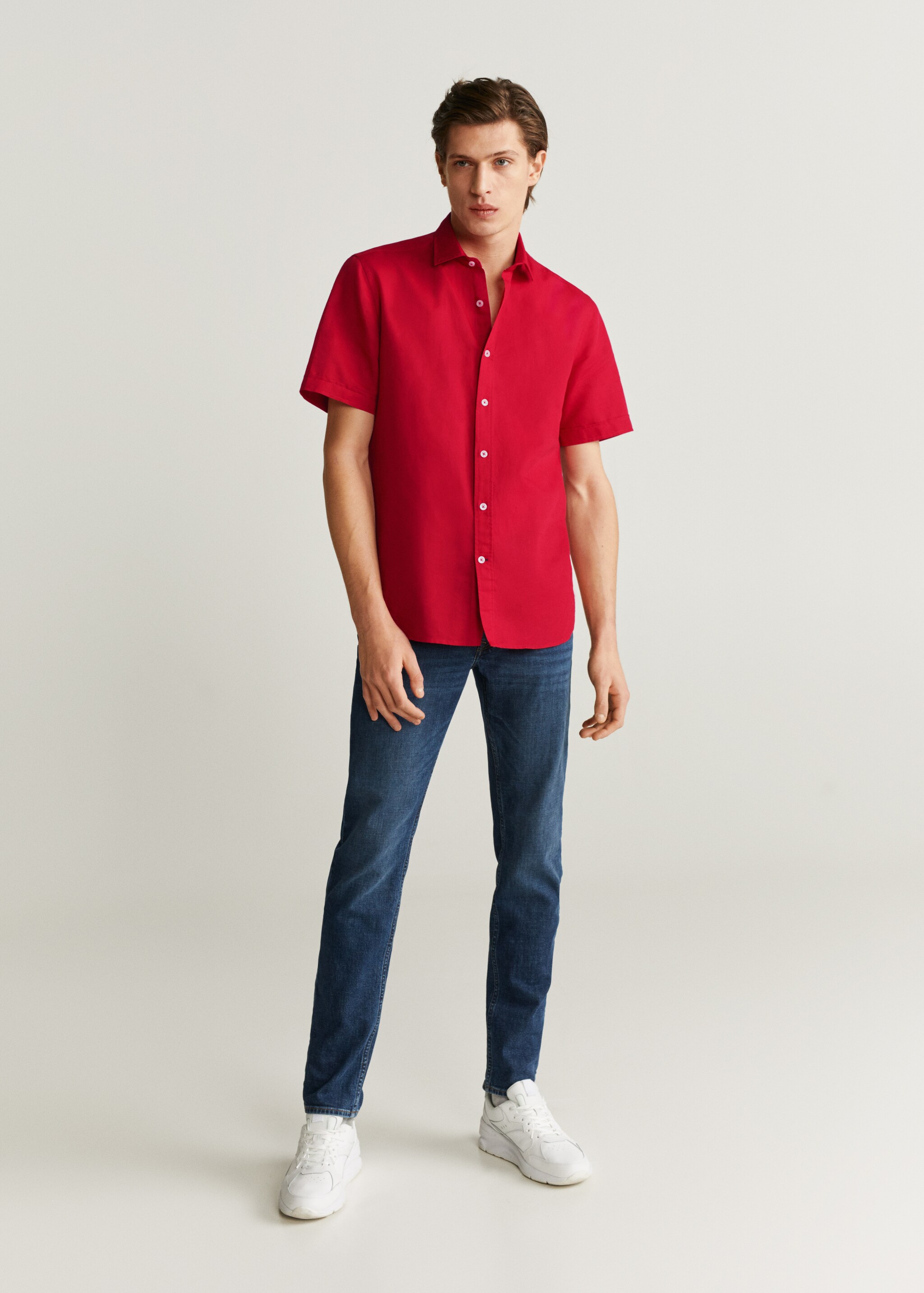 Camisa regular fit algodón lino - Plano general