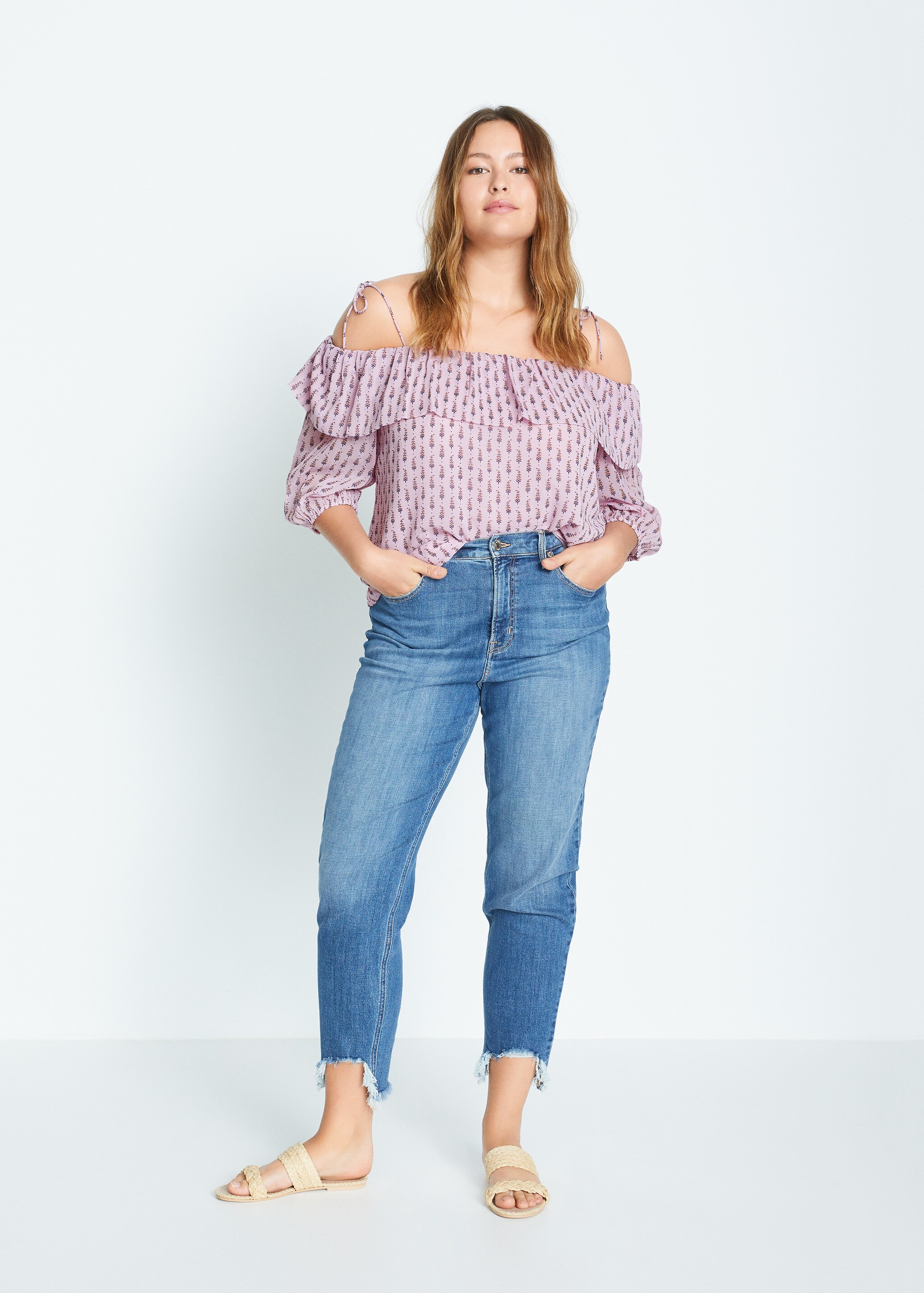 Blusa off-shoulder estampada - Plano general