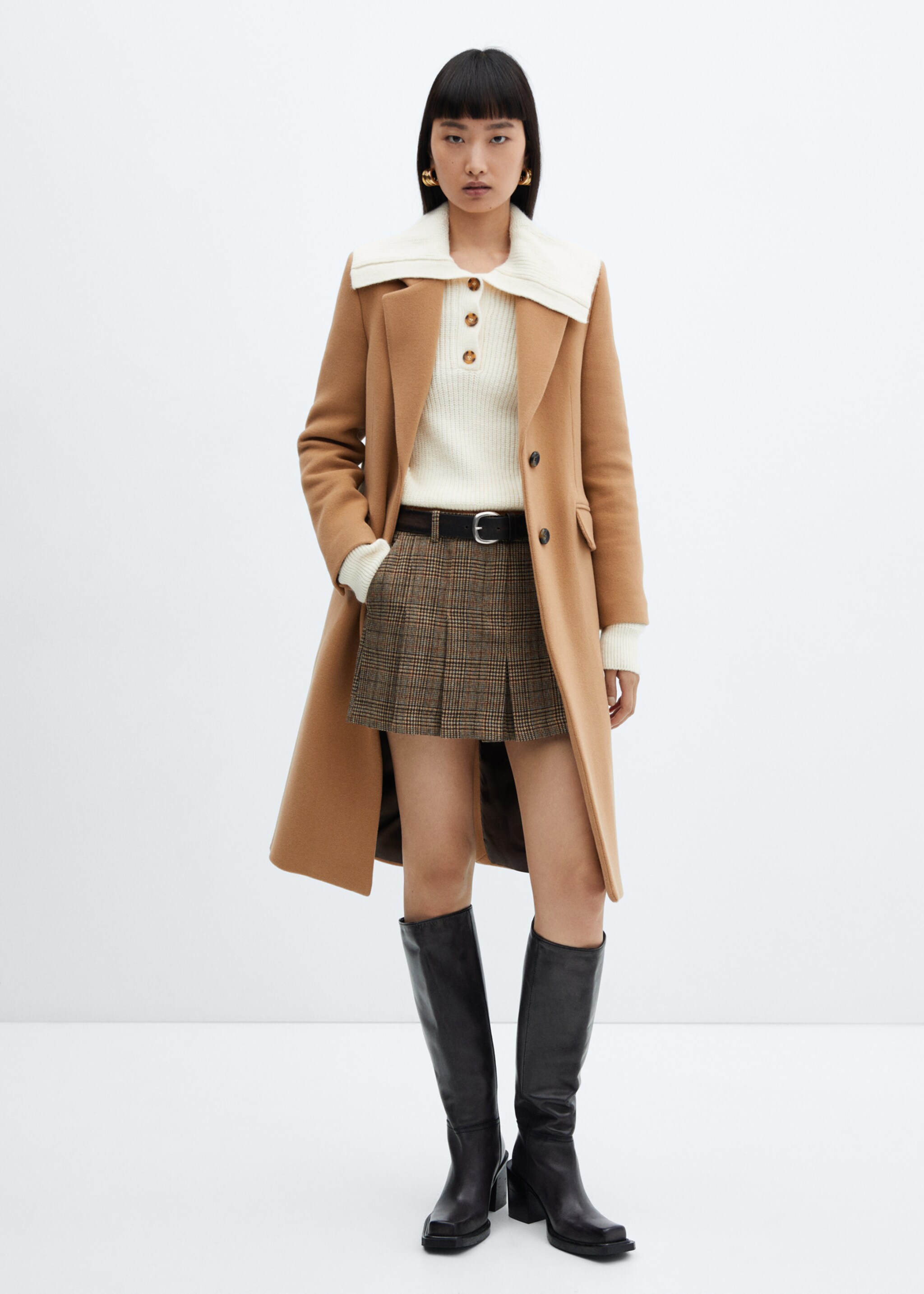 Virgin wool midi-coat - General plane, Medium Brown. Ref: 77158275-00.