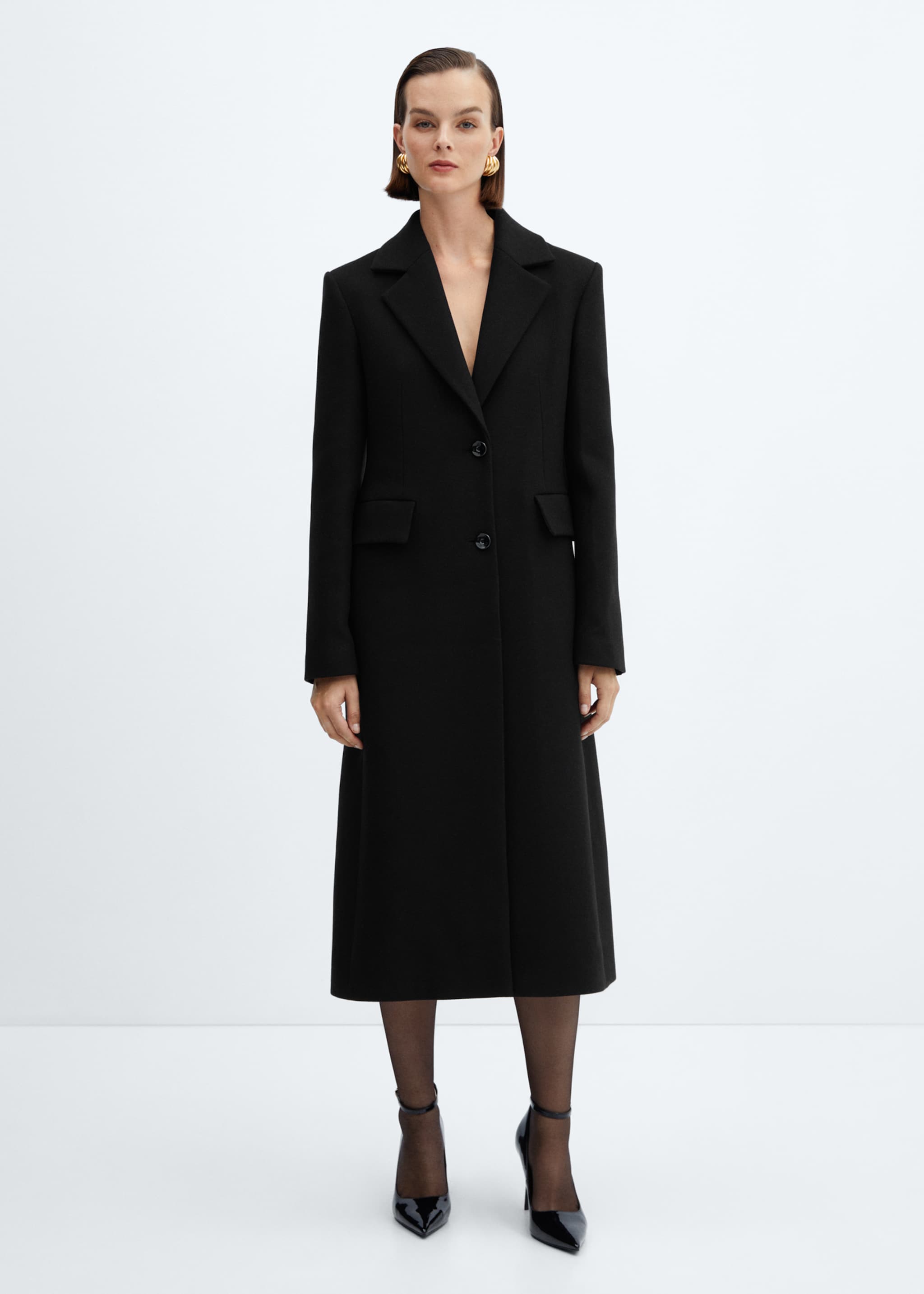 Structured wool coat - General plane, Black. Ref: 77159223-00.