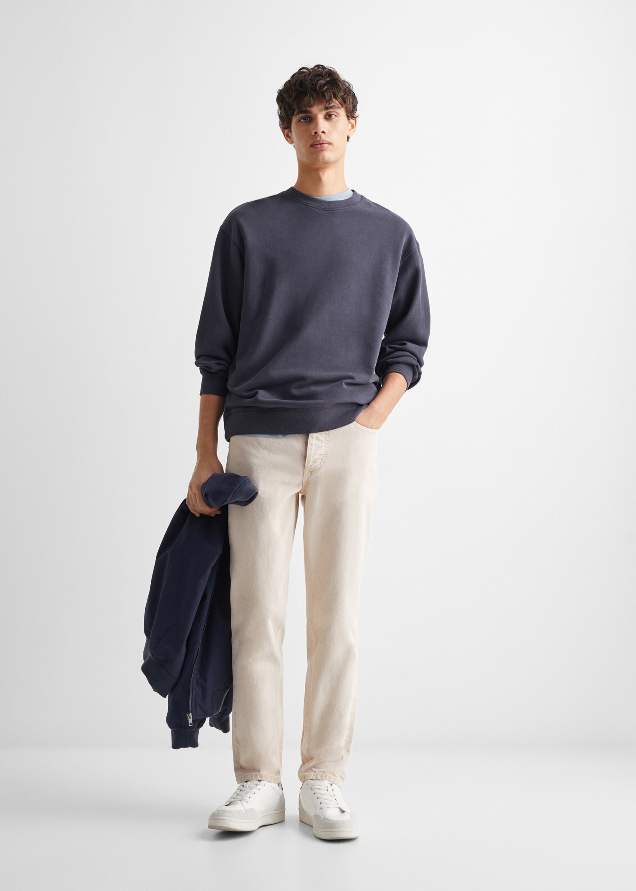 Sweater coton - Plan général, Bleu marine. Ref: 77195664-00.
