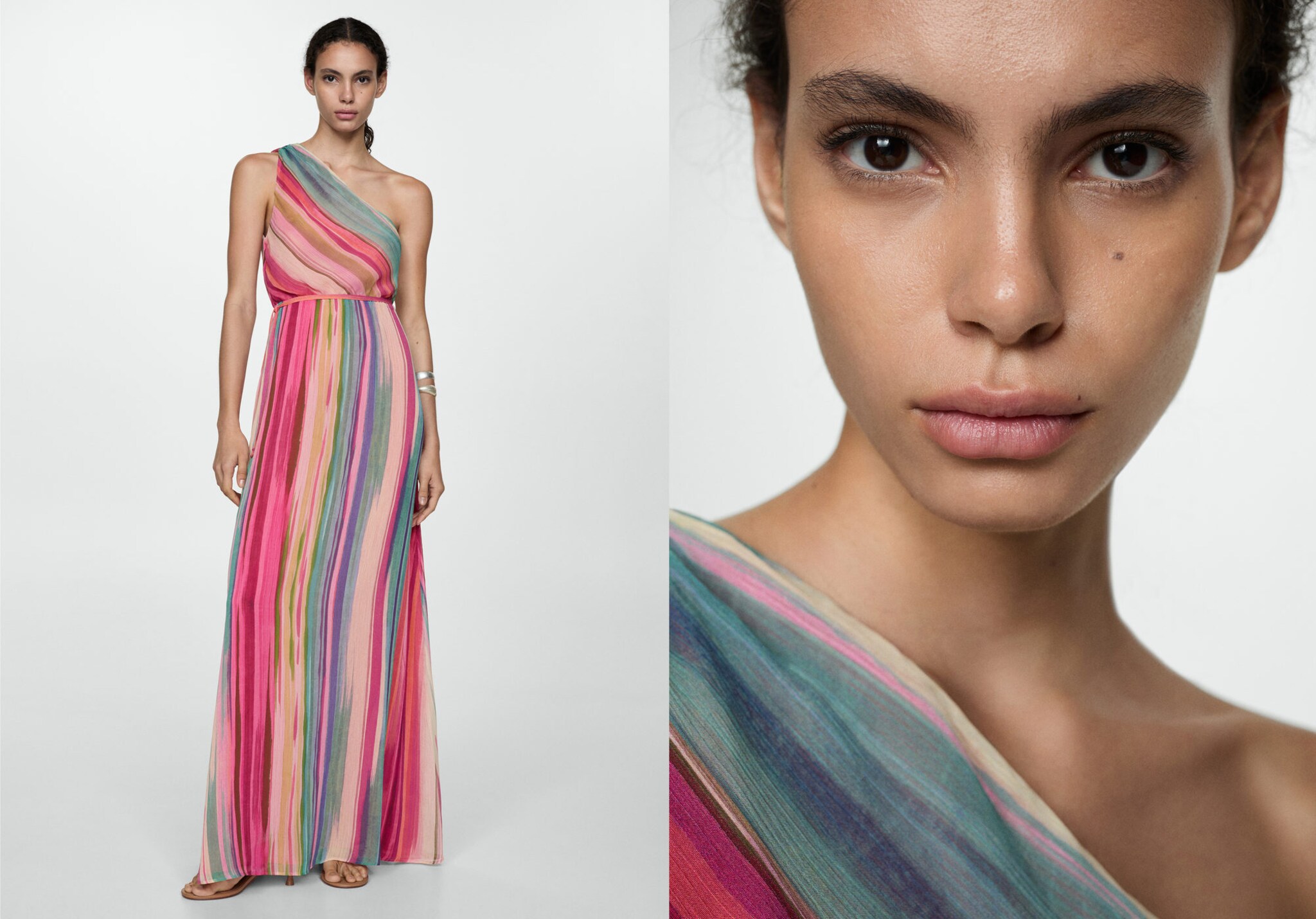 Robe asymétrique rayures - Plan panoramique